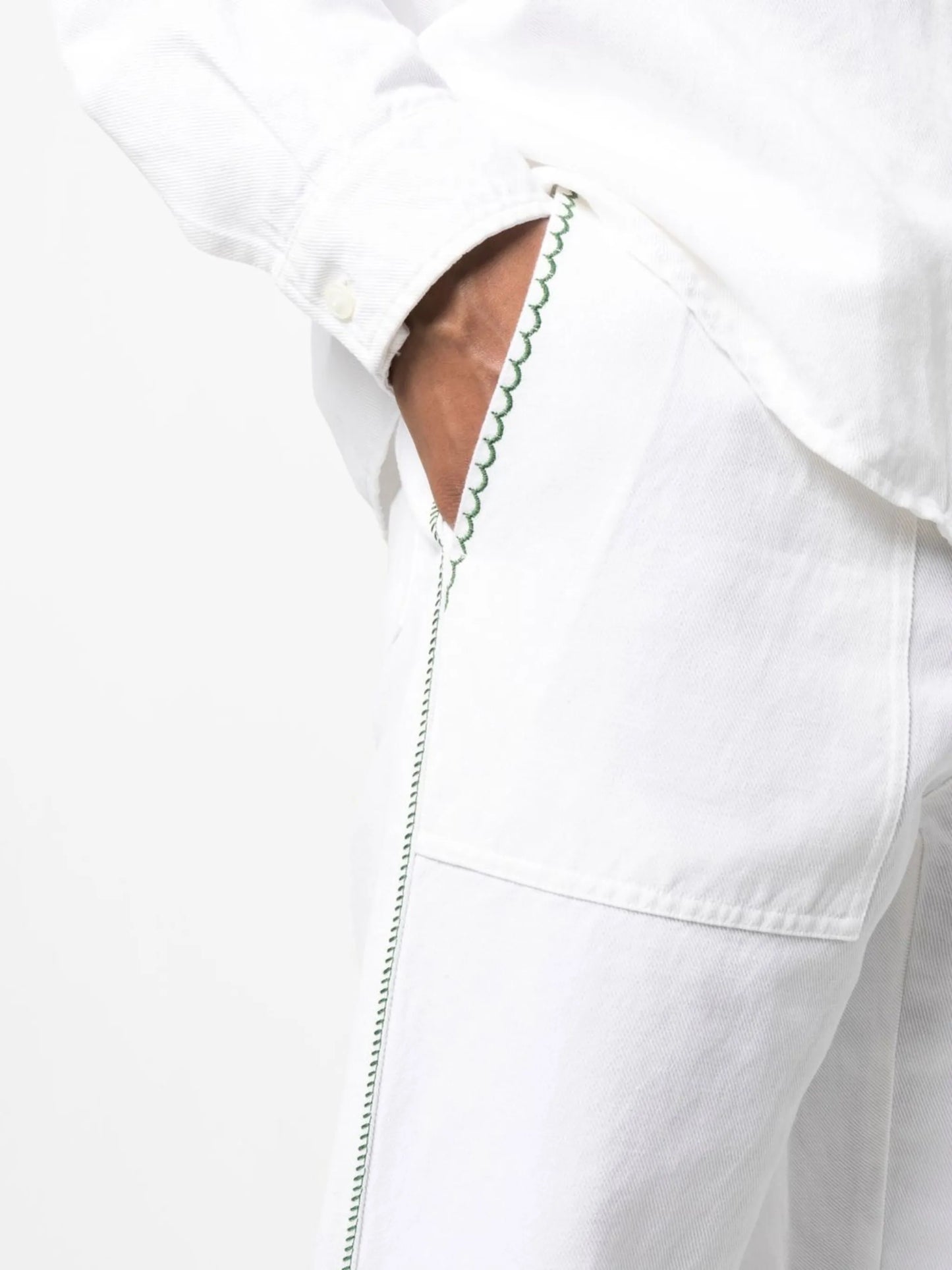 embroidered straight-leg trousers