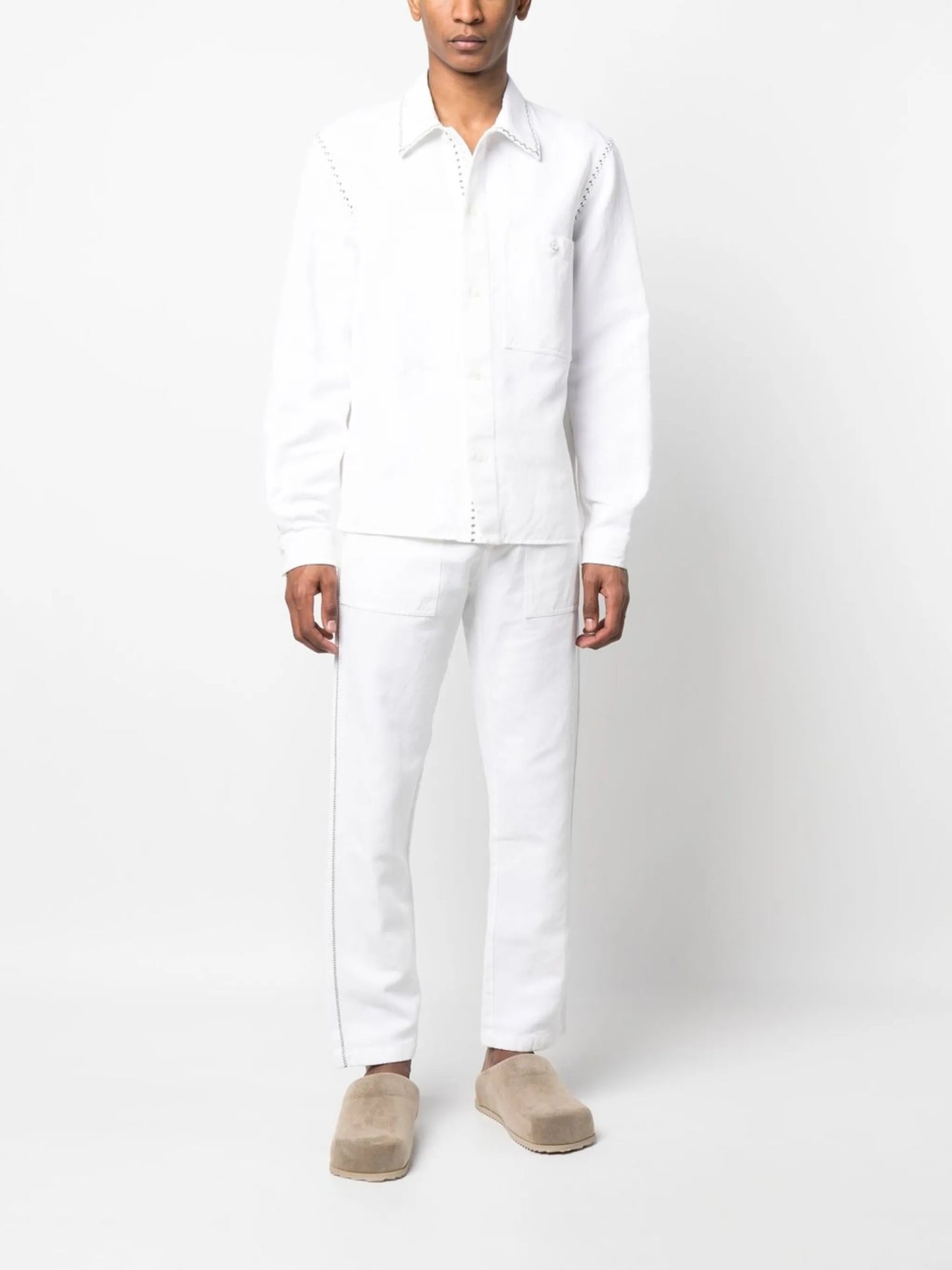 embroidered straight-leg trousers