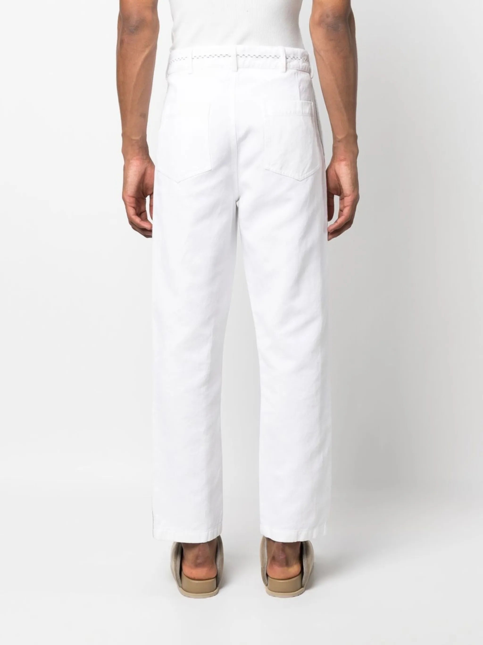 embroidered straight-leg trousers