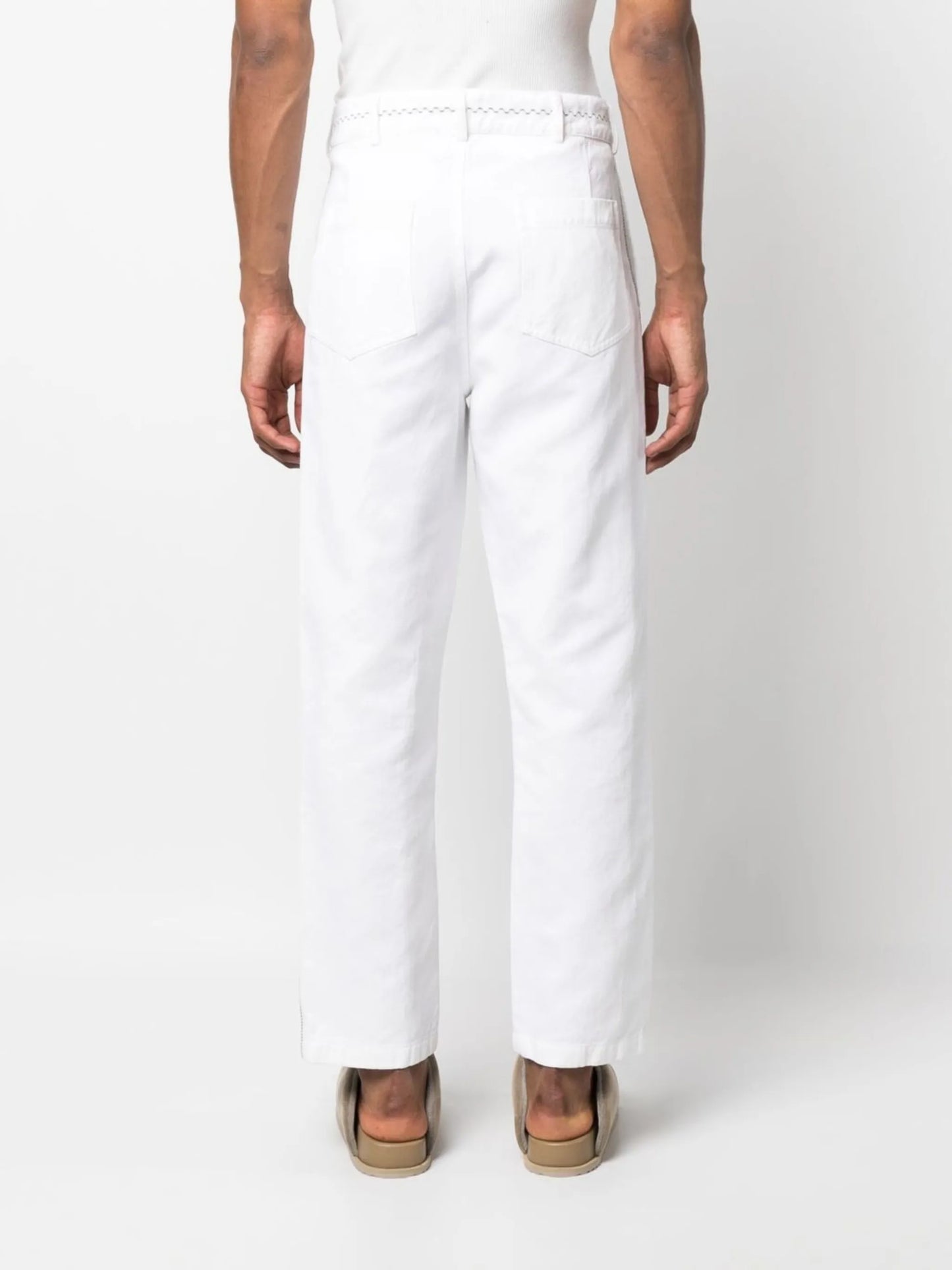 embroidered straight-leg trousers
