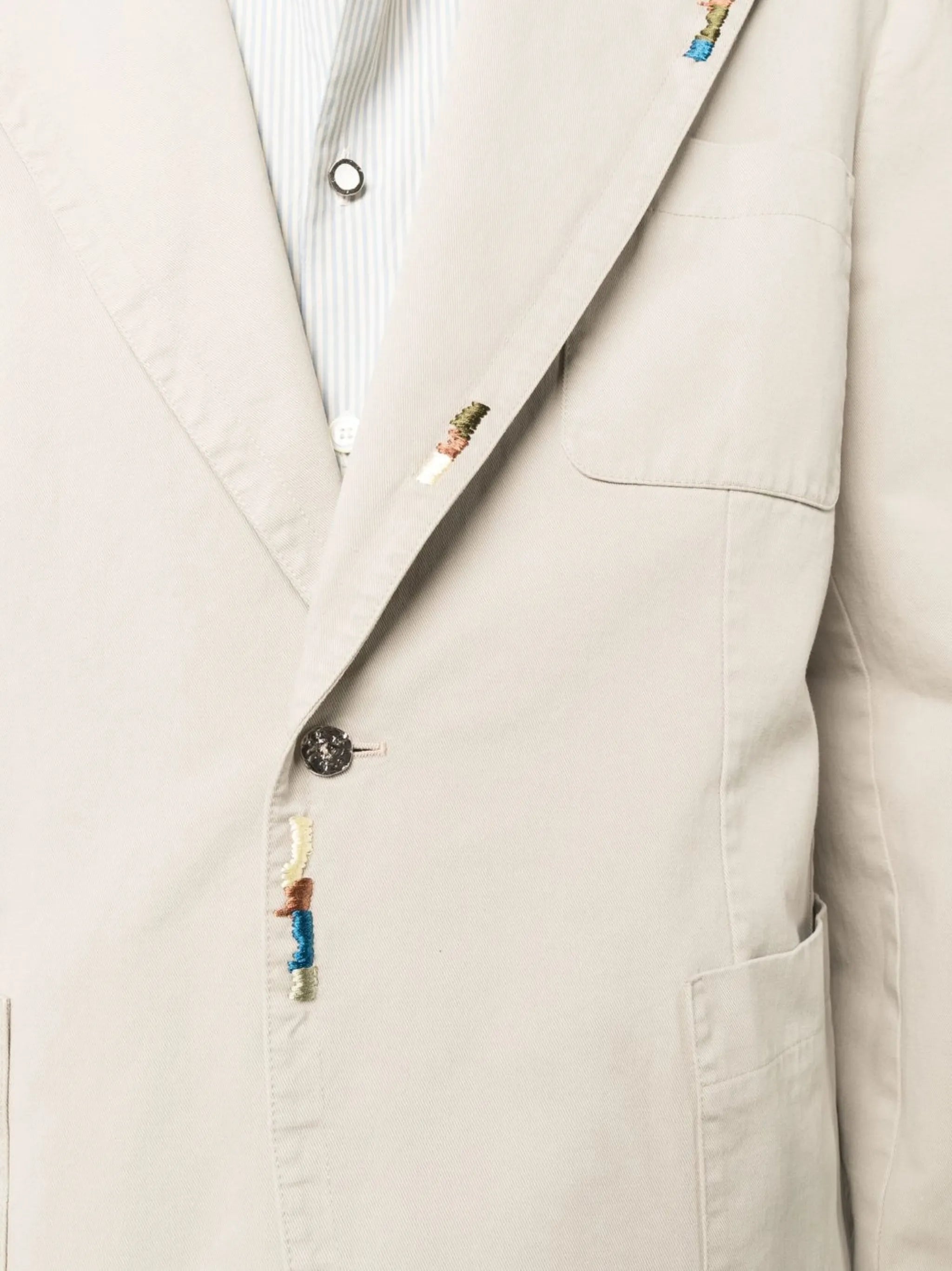embroidered detail cotton blazer