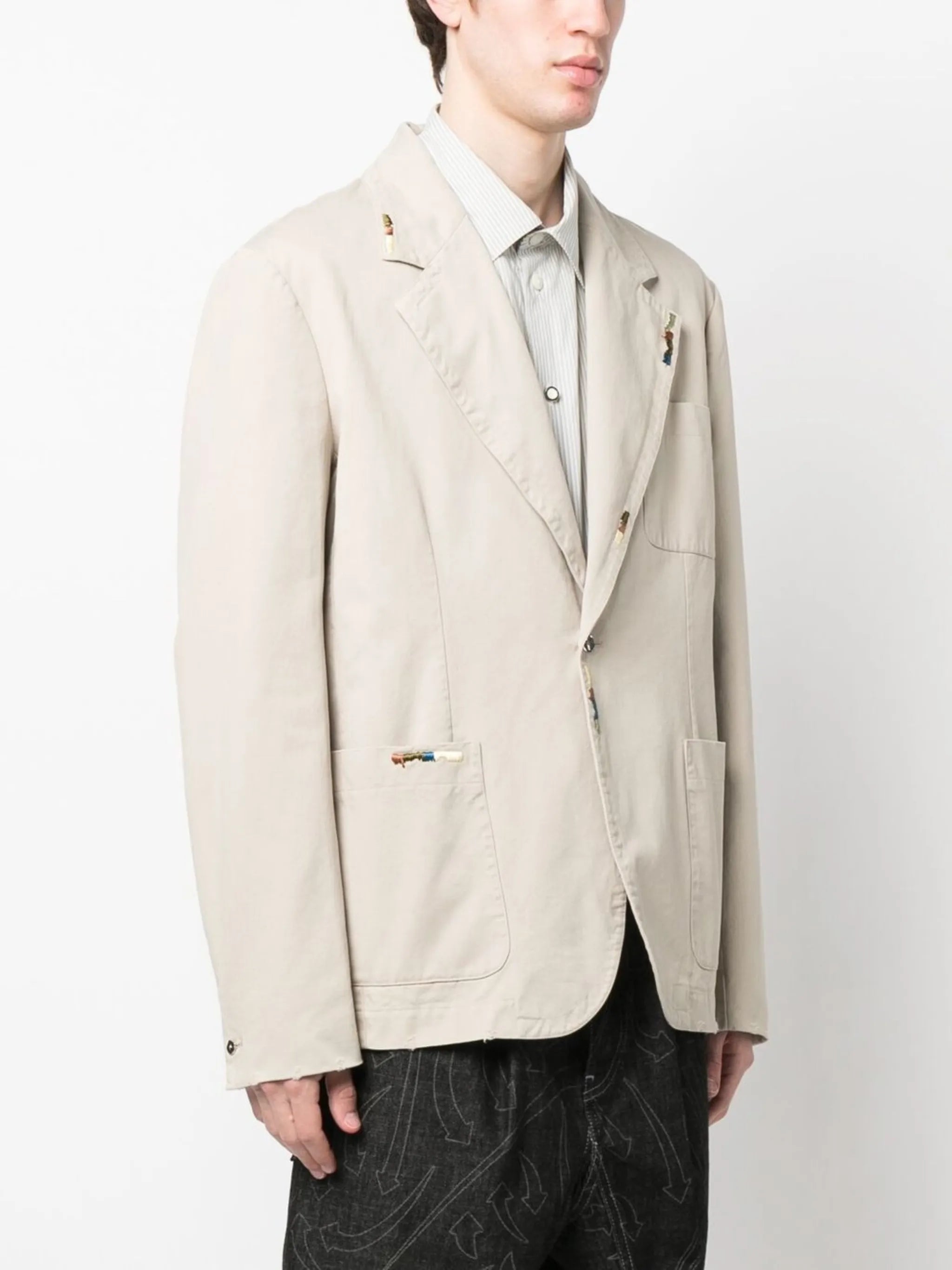 embroidered detail cotton blazer