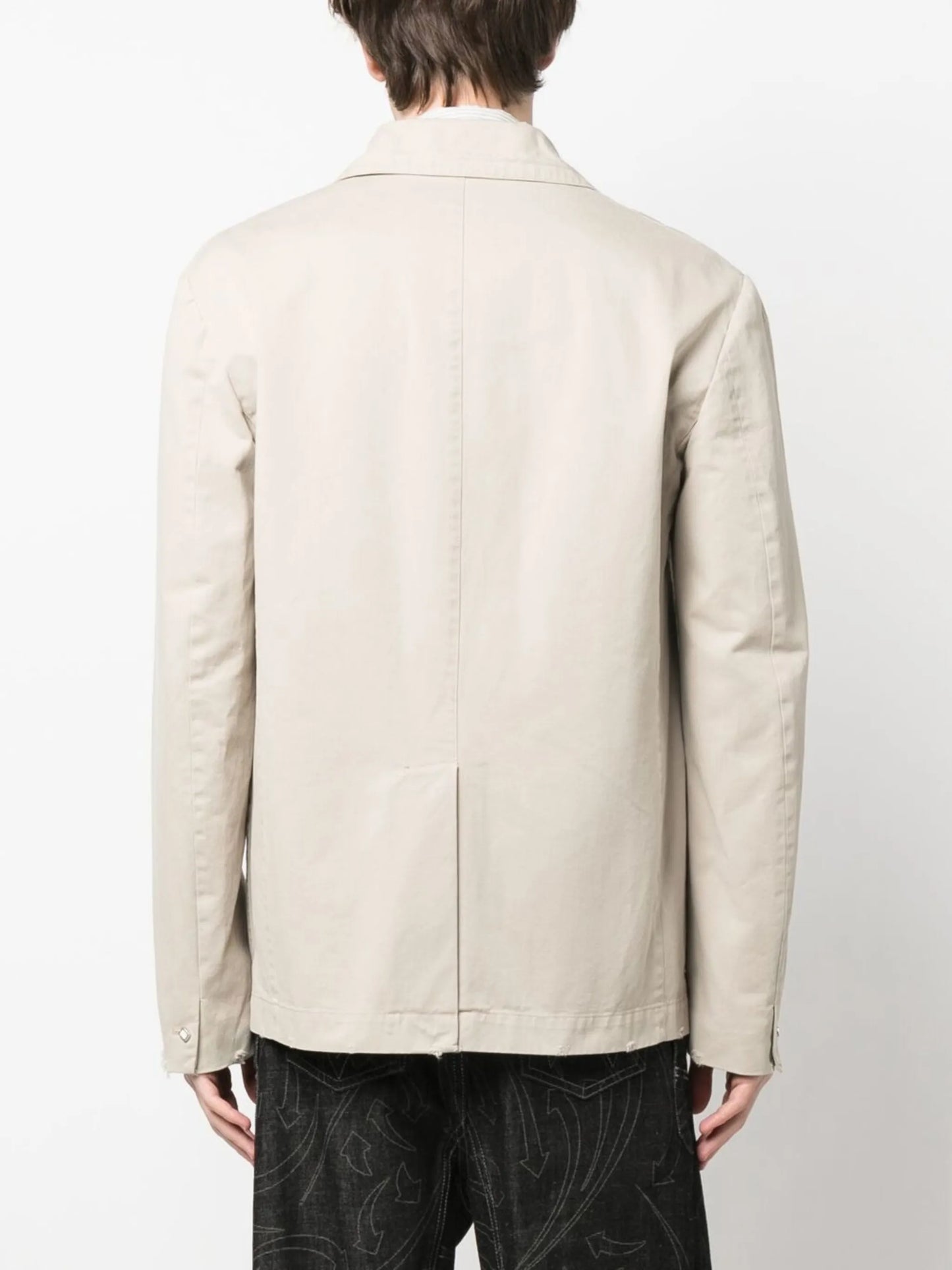 embroidered detail cotton blazer