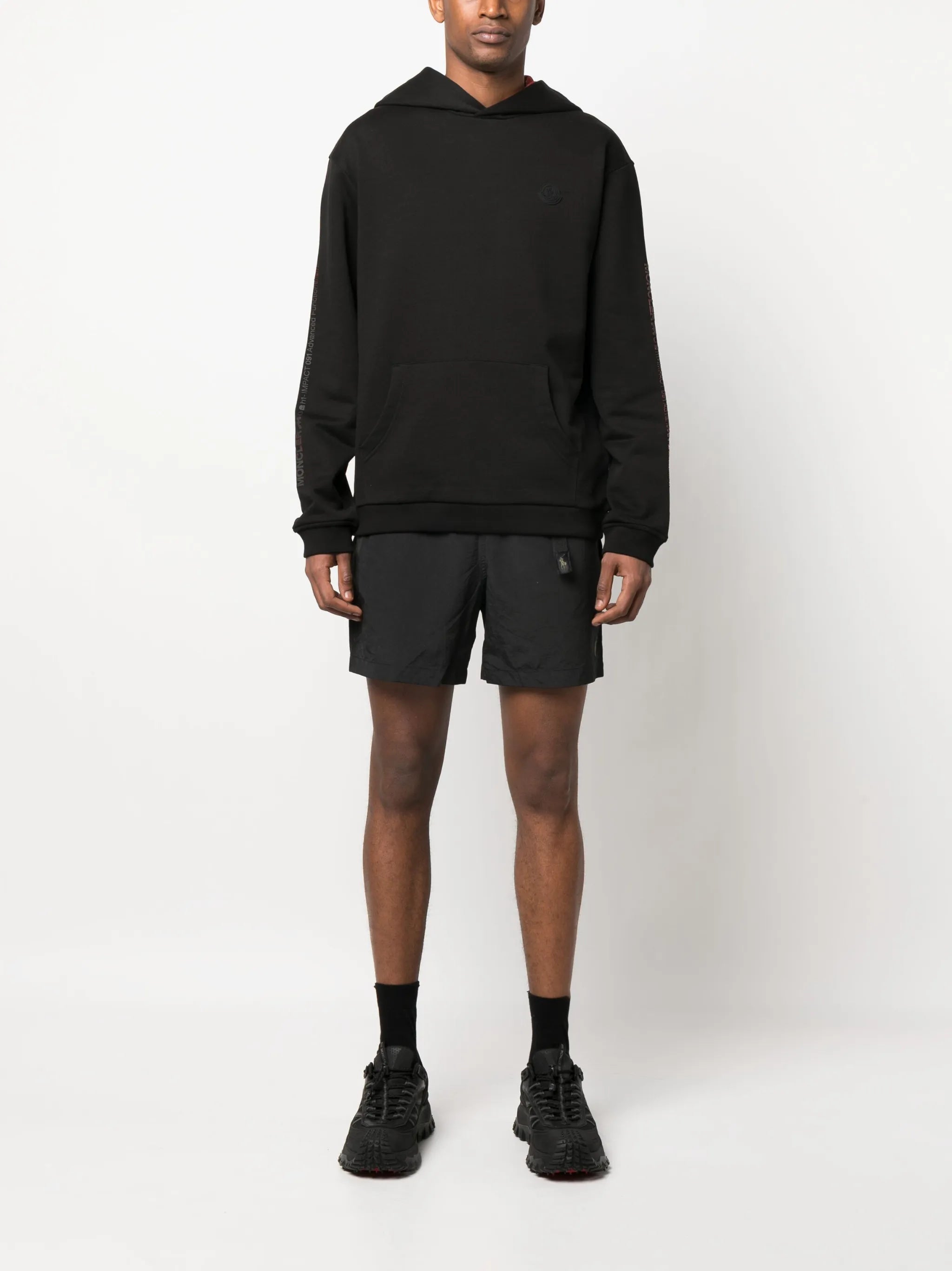 logo-print sleeve hoodie
