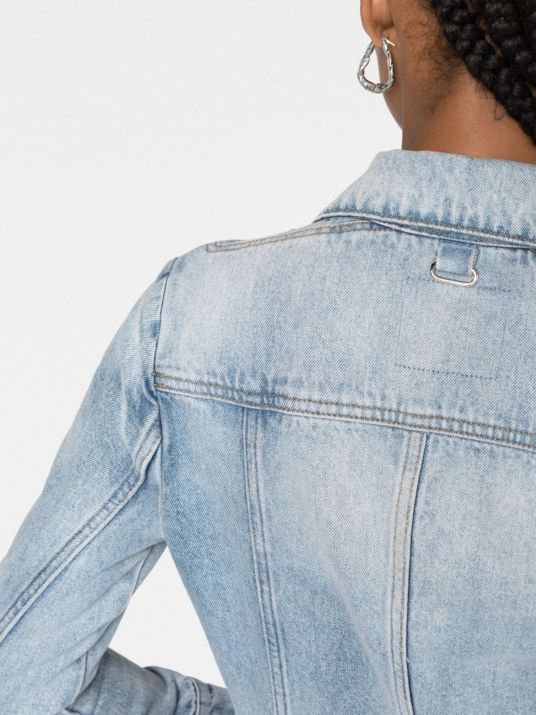 knee-length denim jacket