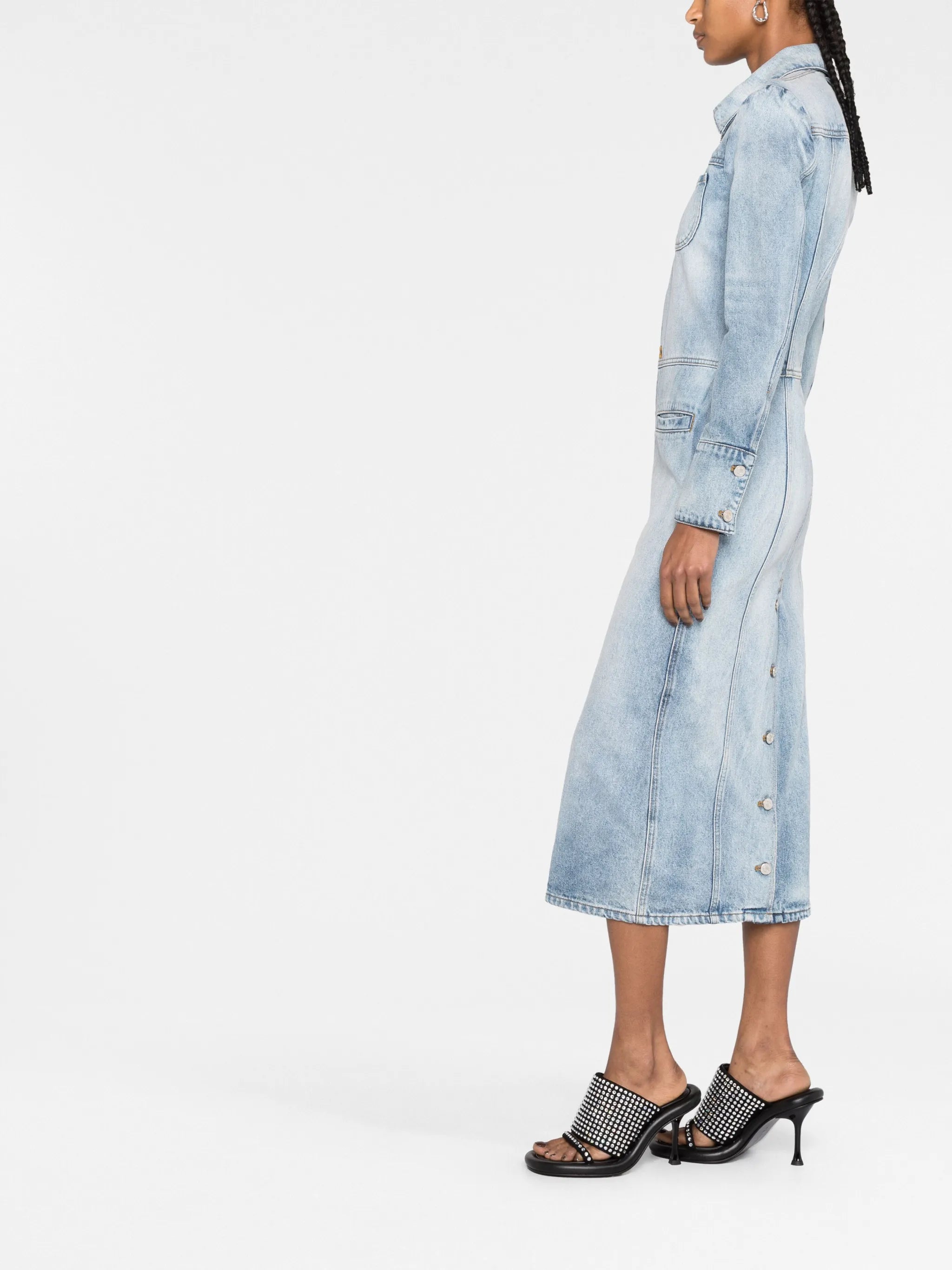 knee-length denim jacket