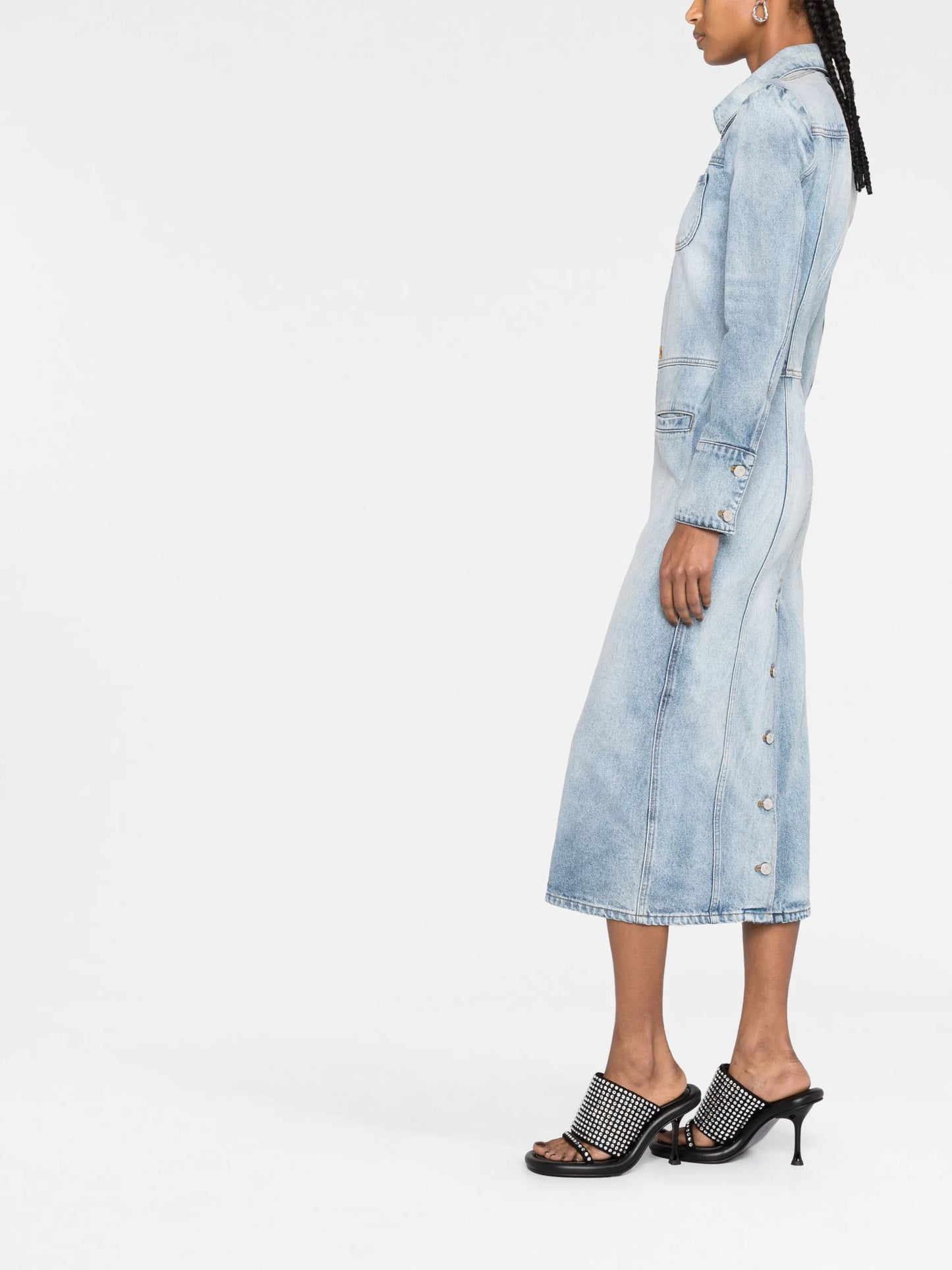 knee-length denim jacket