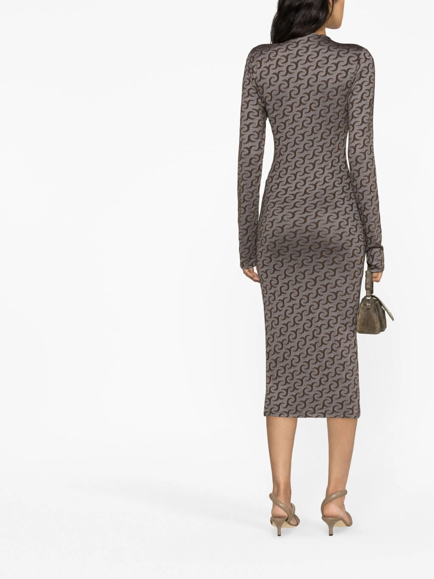 pierced logo-print cut-out dress