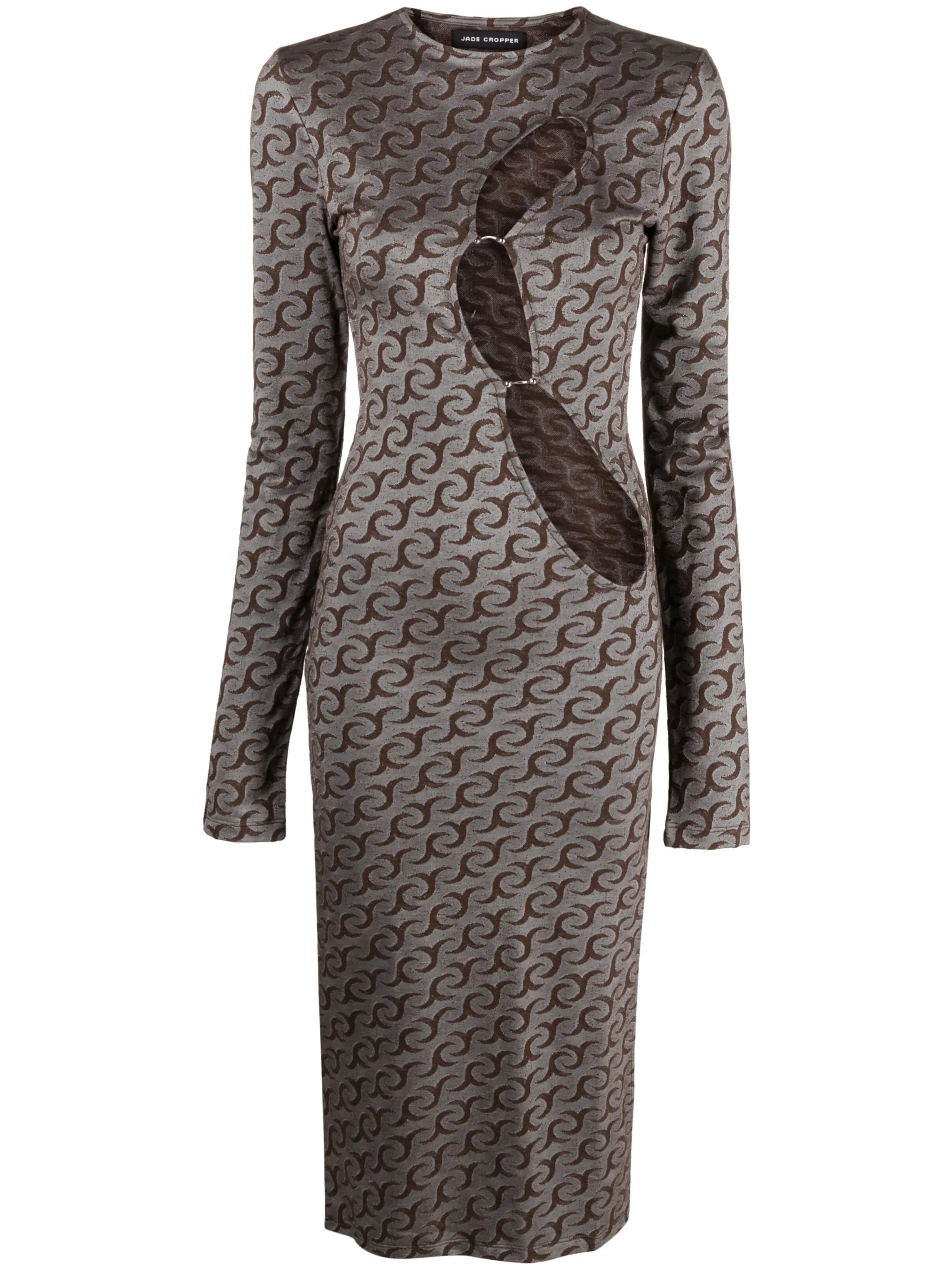 pierced logo-print cut-out dress