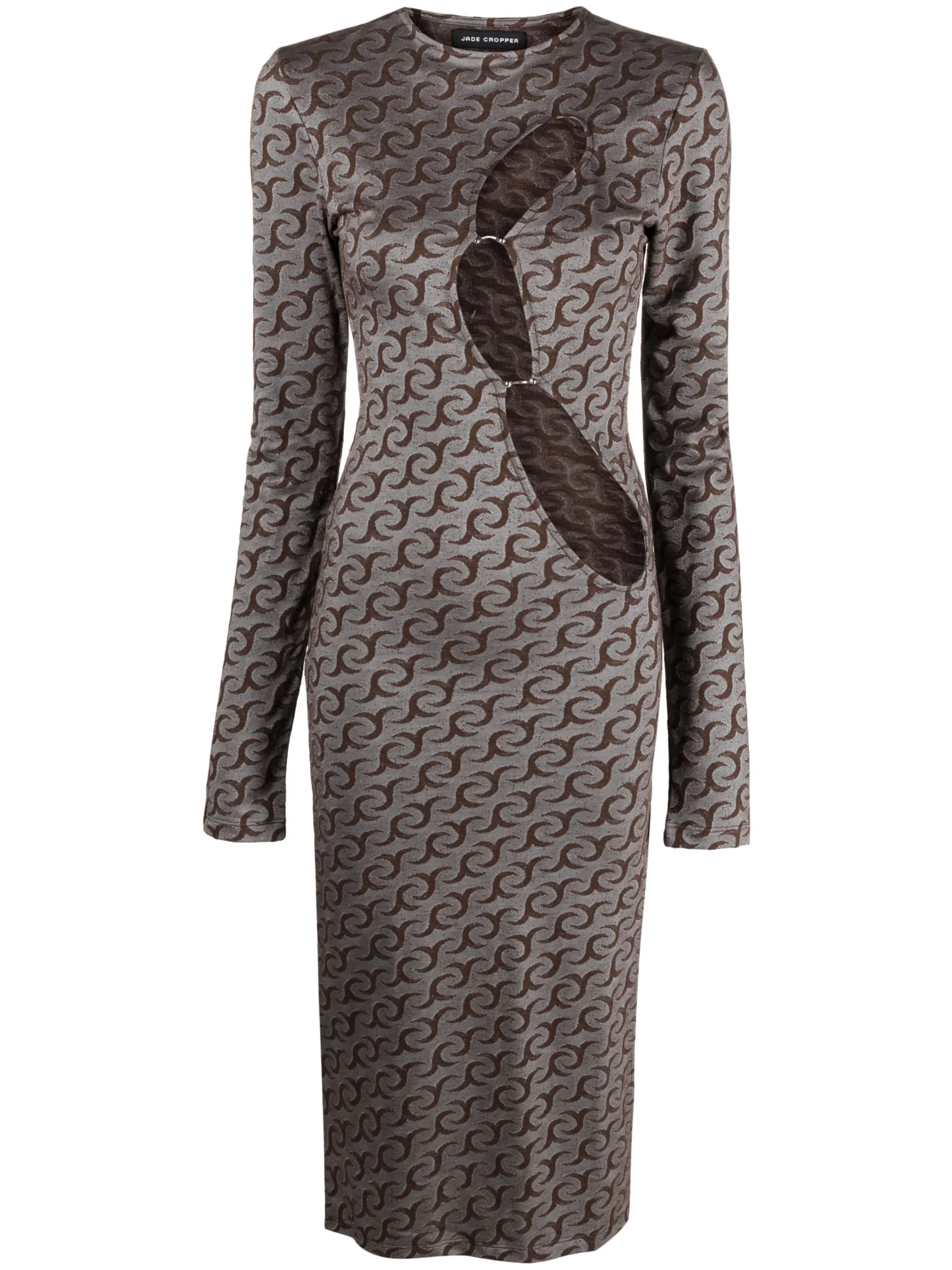 pierced logo-print cut-out dress