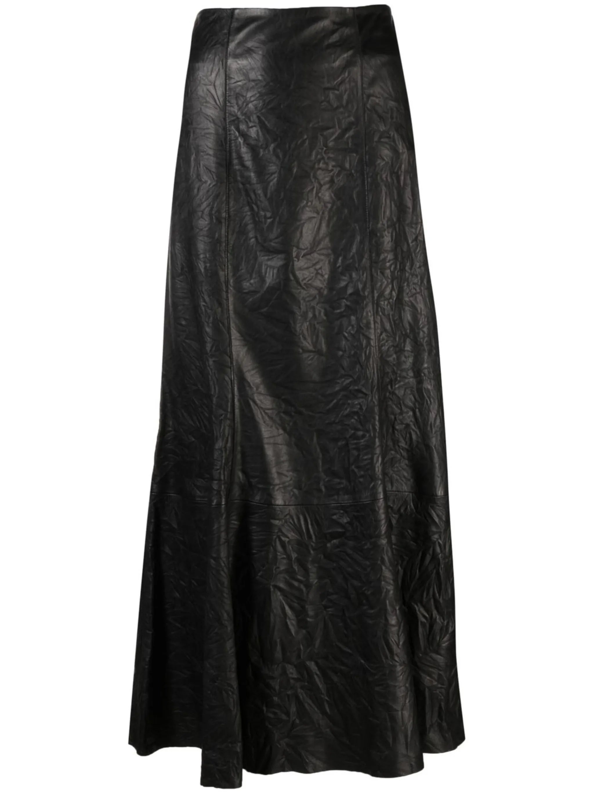 high-waisted leather skirt