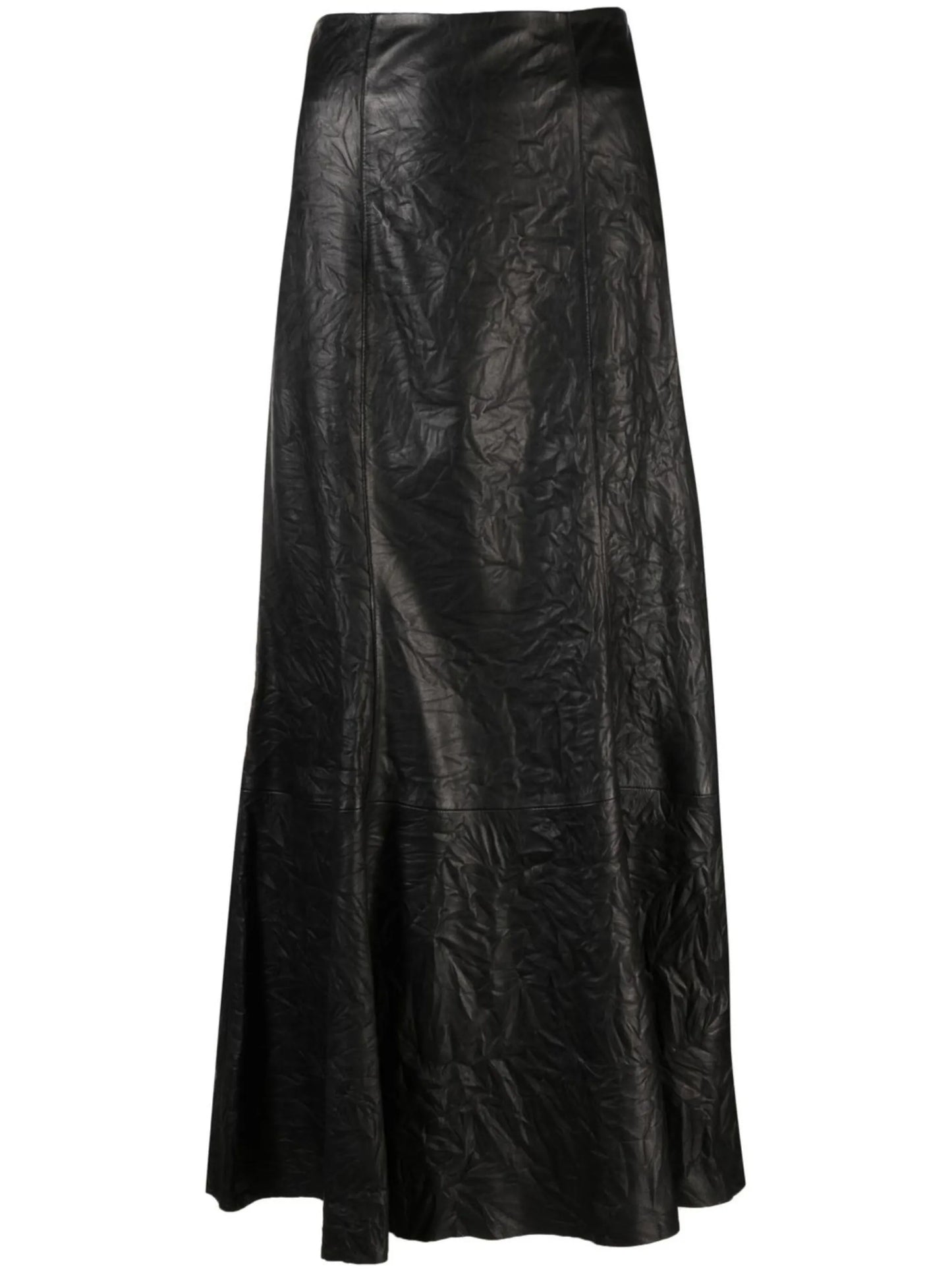 high-waisted leather skirt
