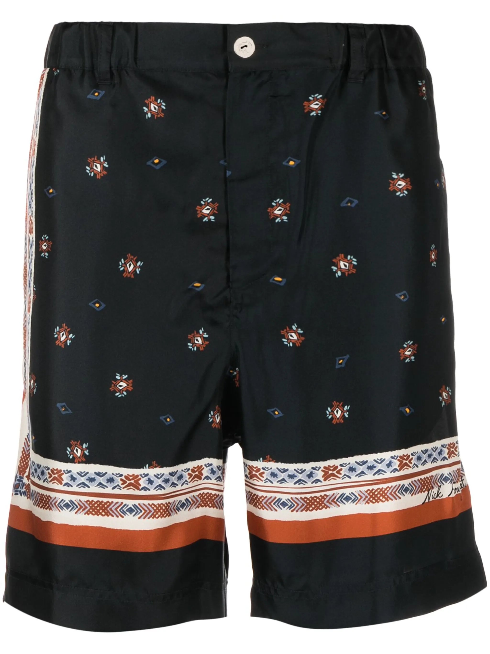 graphic-print silk-cotton bermuda shorts