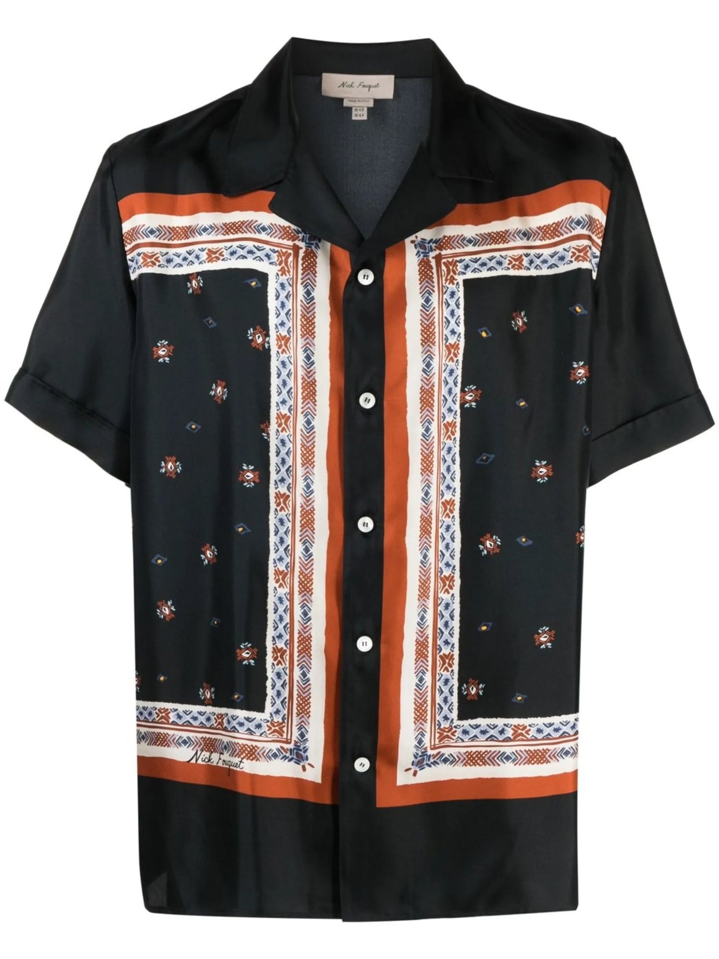 logo-print silk shirt
