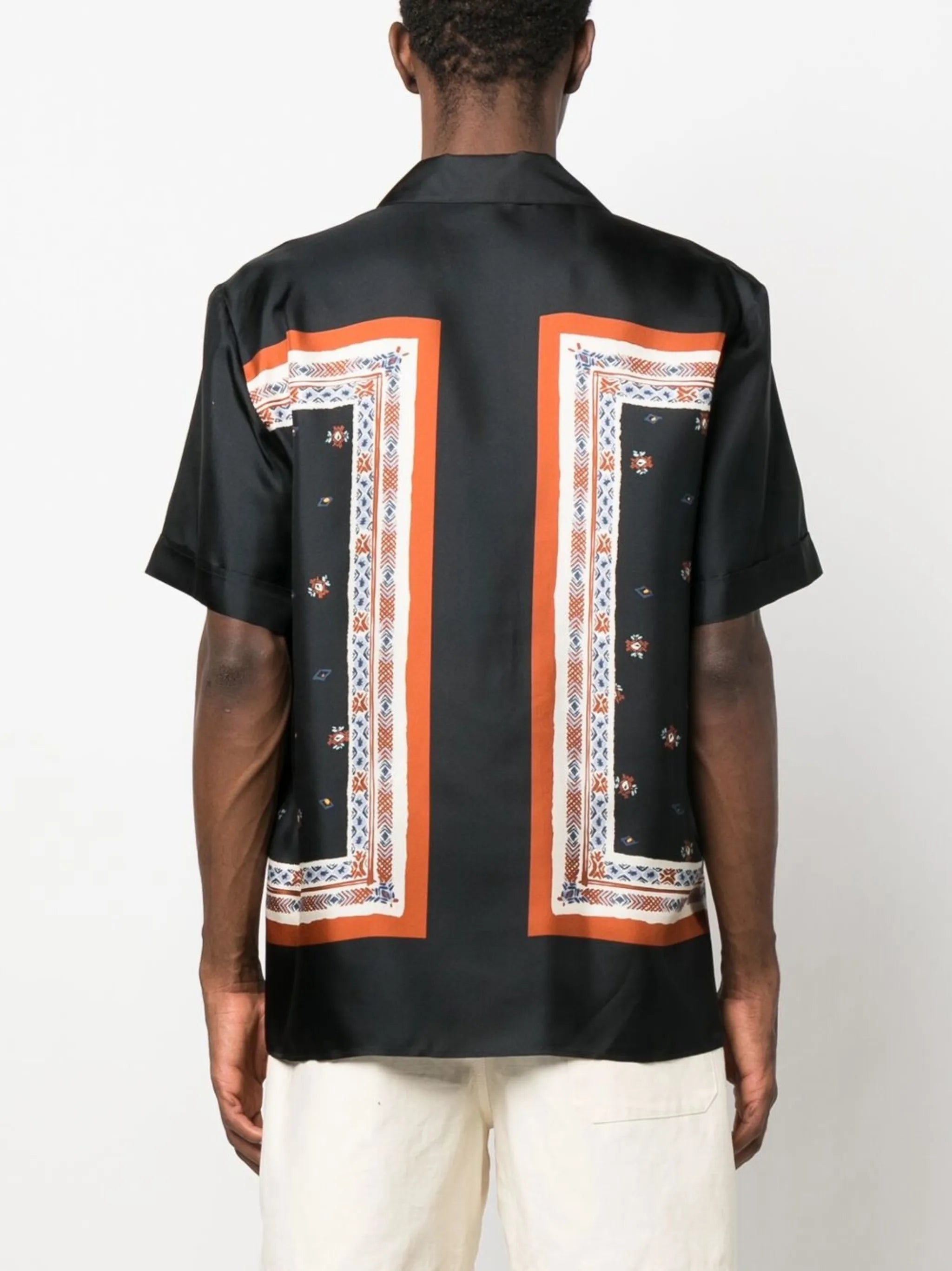 logo-print silk shirt