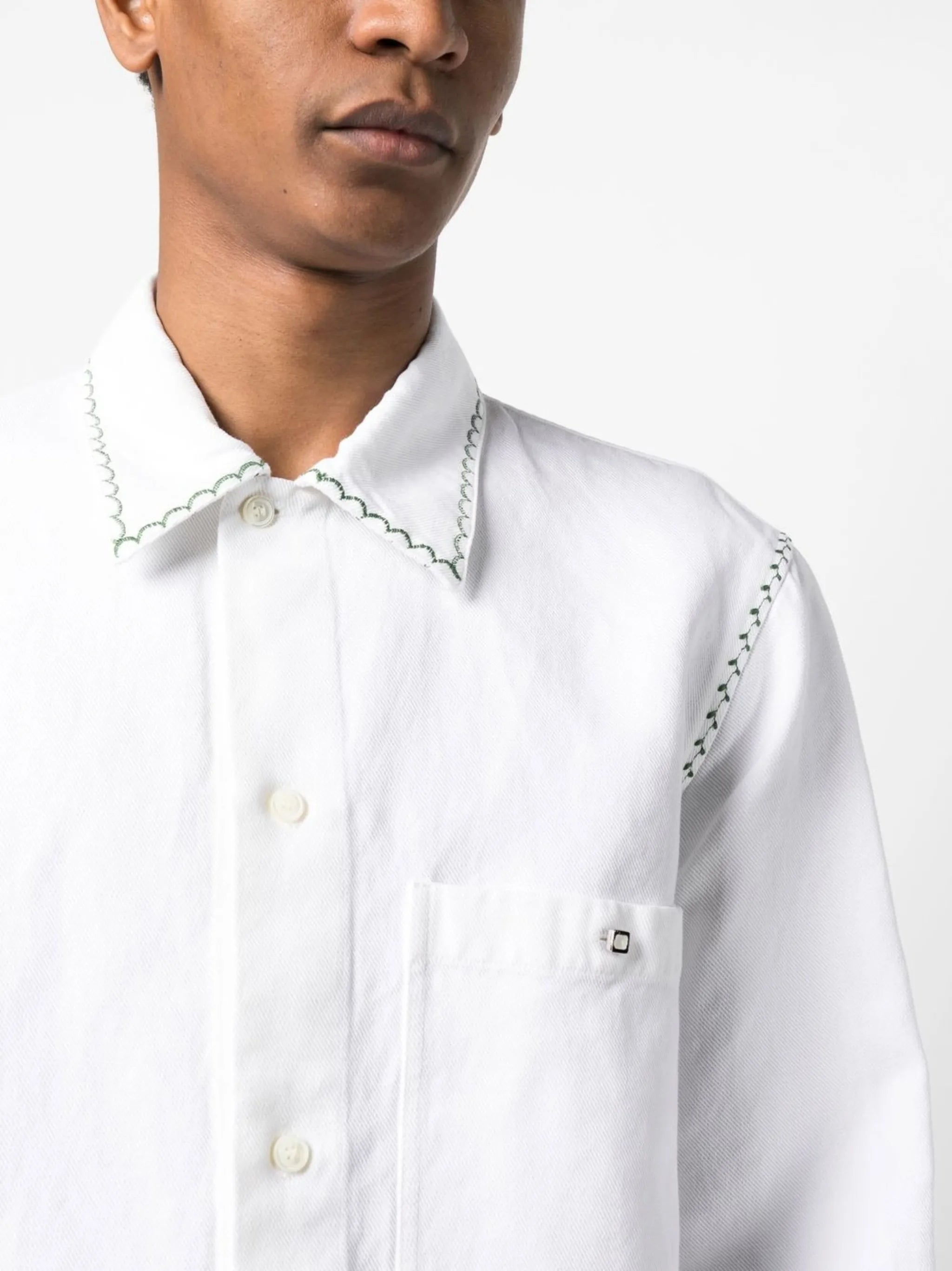embroidered long-sleeved shirt