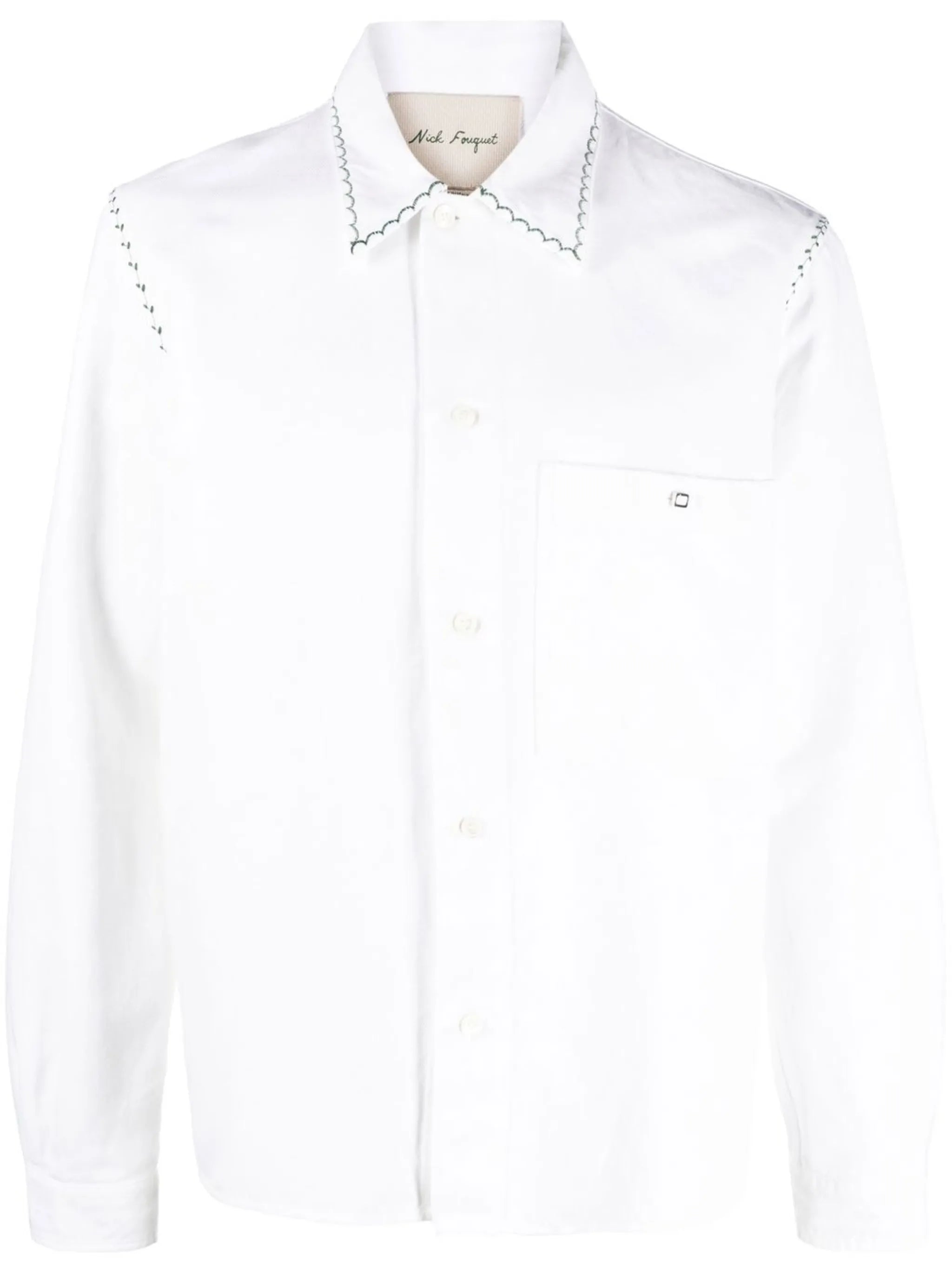 embroidered long-sleeved shirt