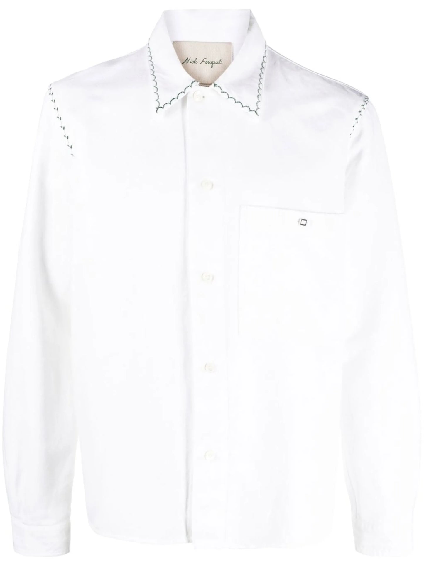 embroidered long-sleeved shirt