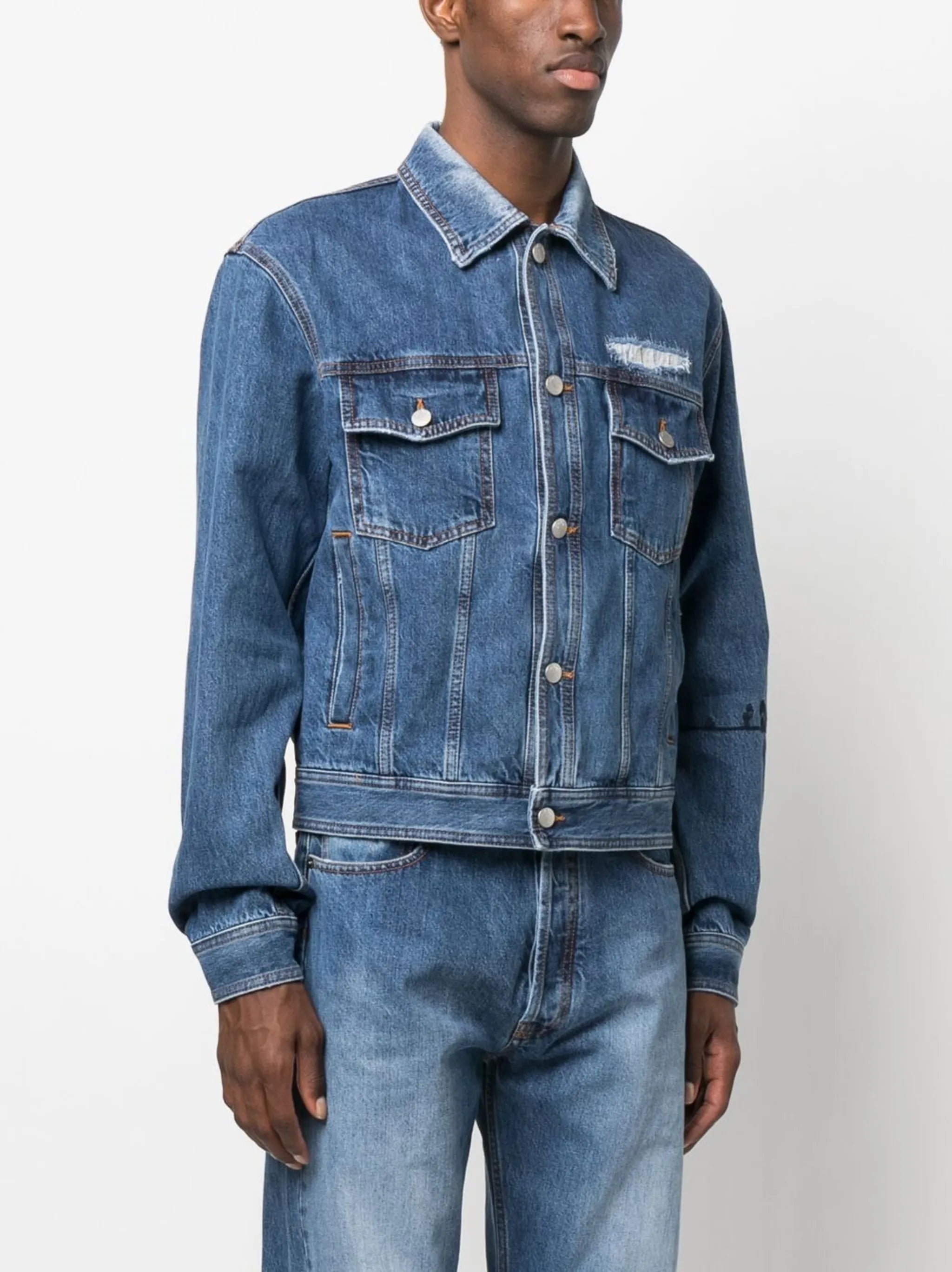 embroidered-detail denim jacket