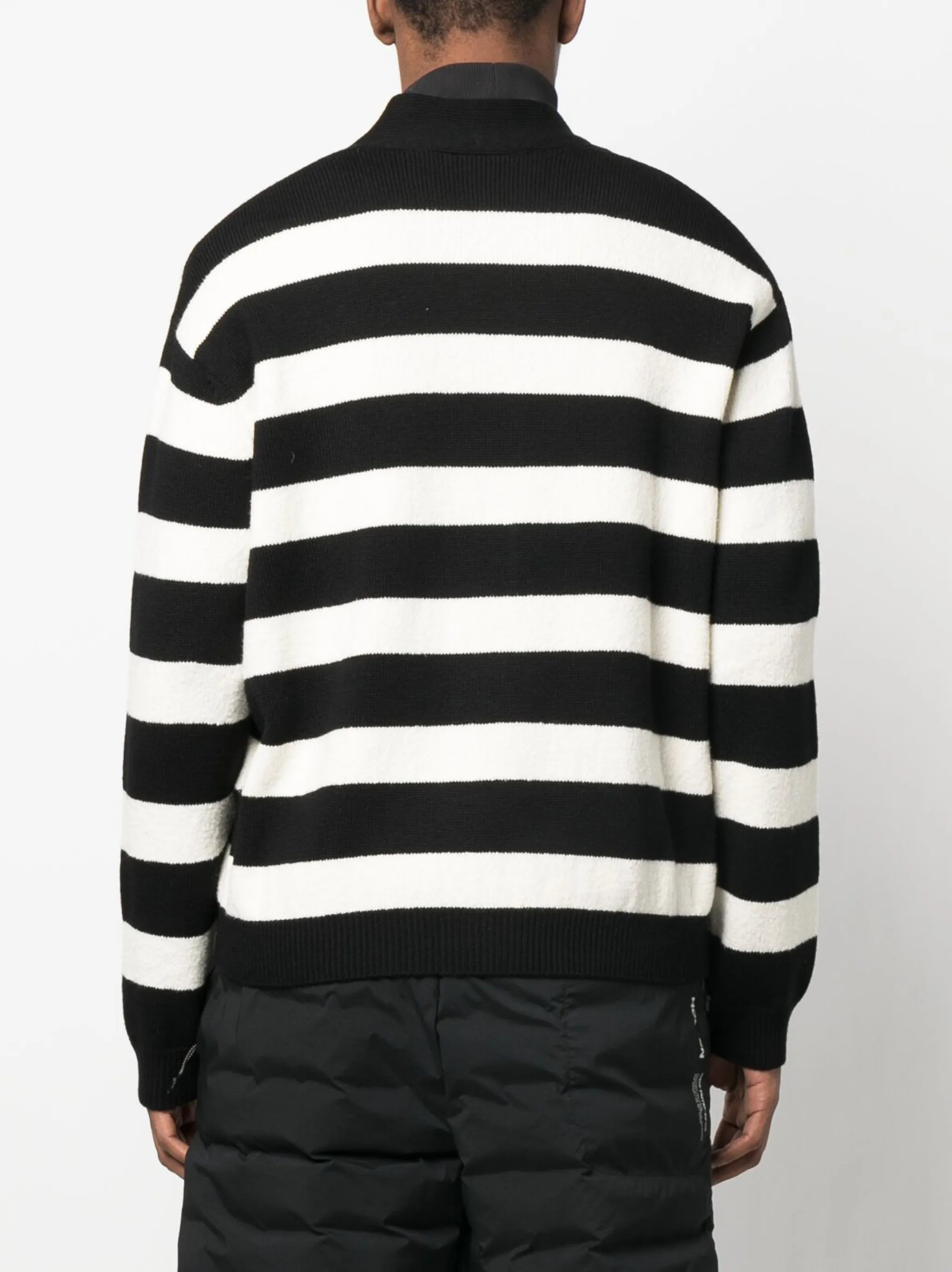 logo-patch striped cardigan