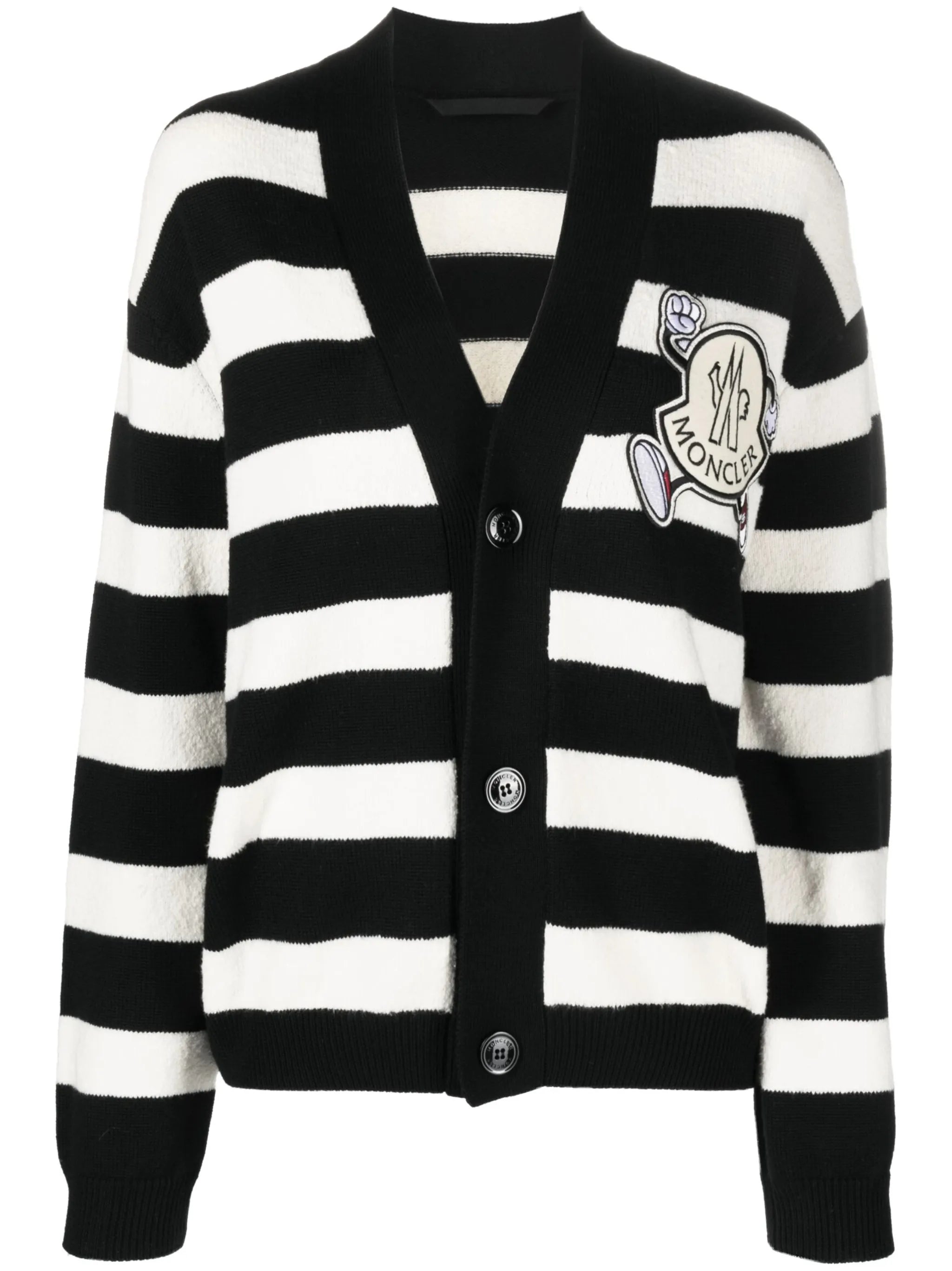 logo-patch striped cardigan