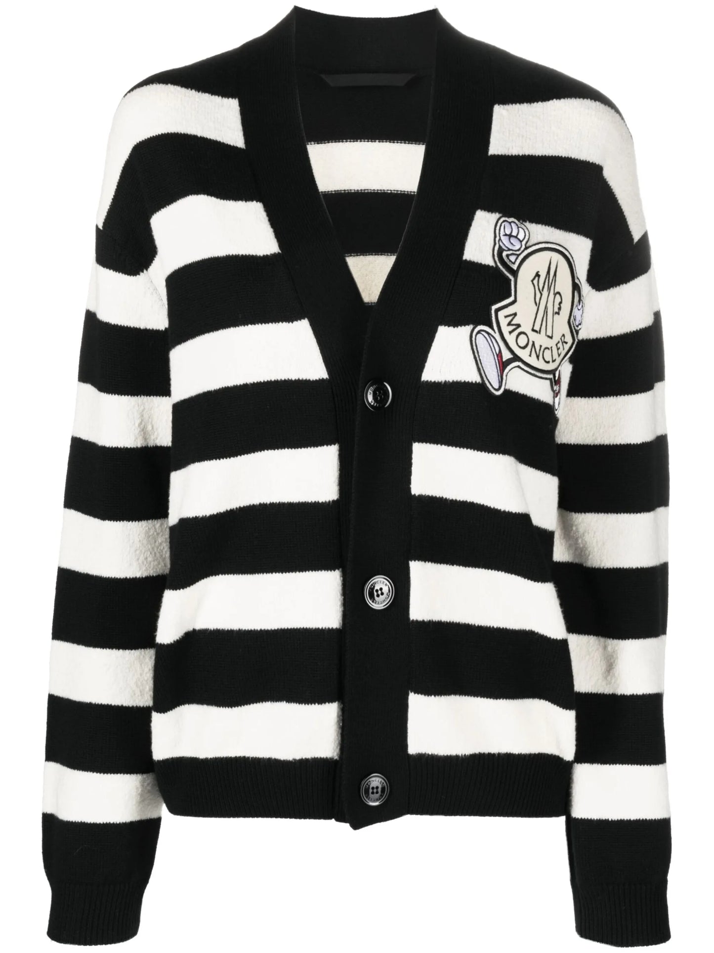 logo-patch striped cardigan