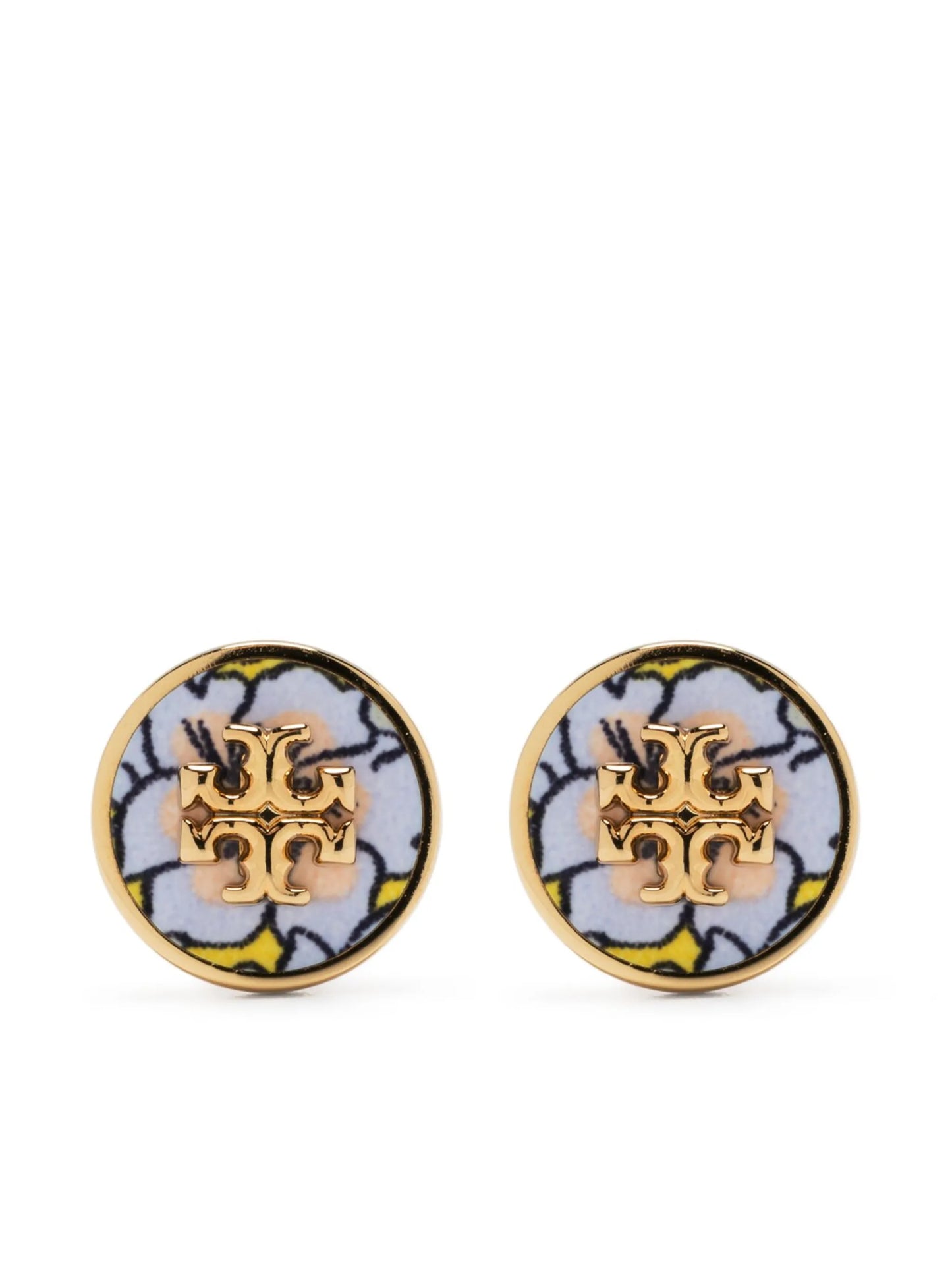 floral-motif enamel earrings
