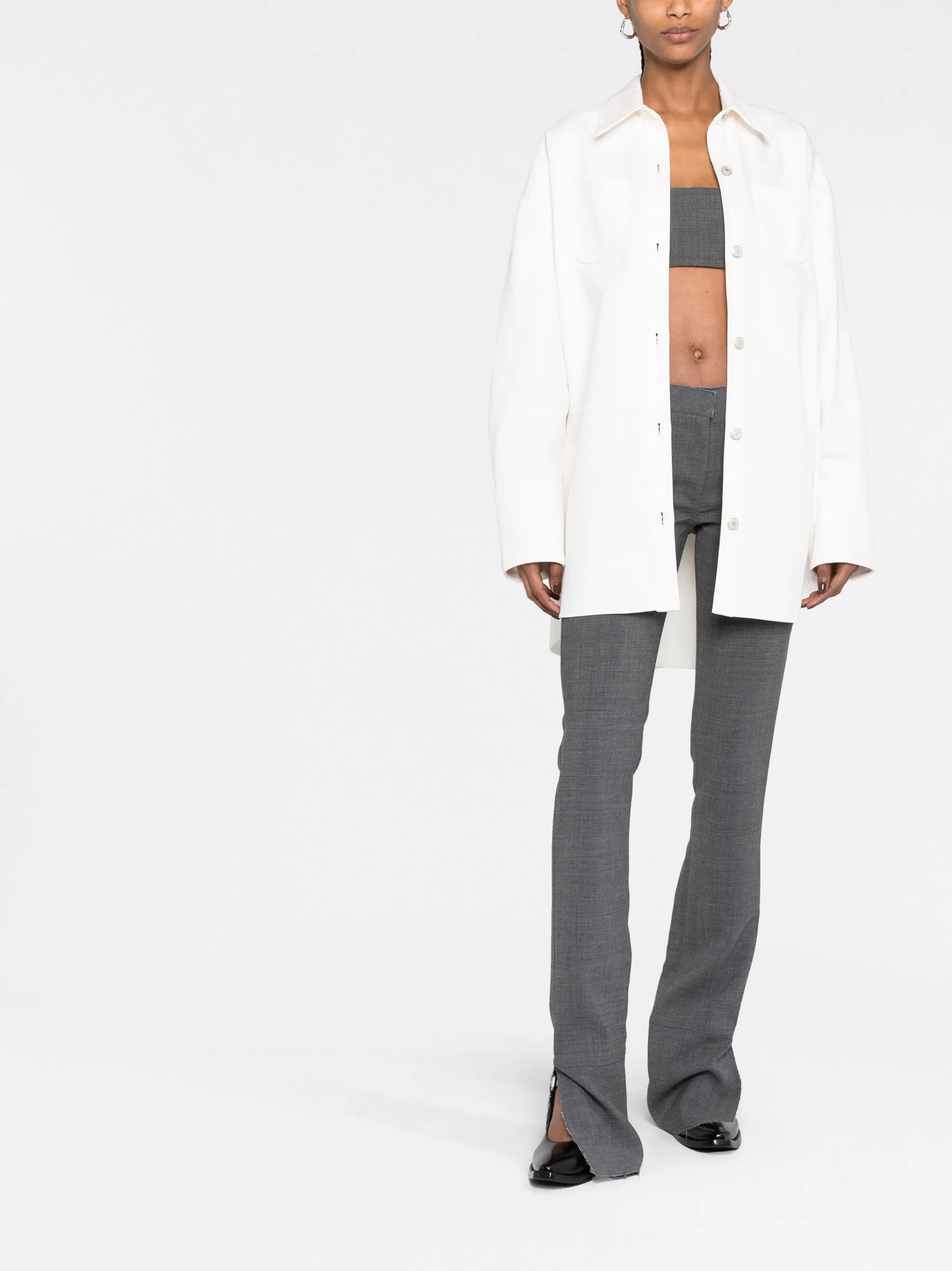 strap-detail button-up shirt