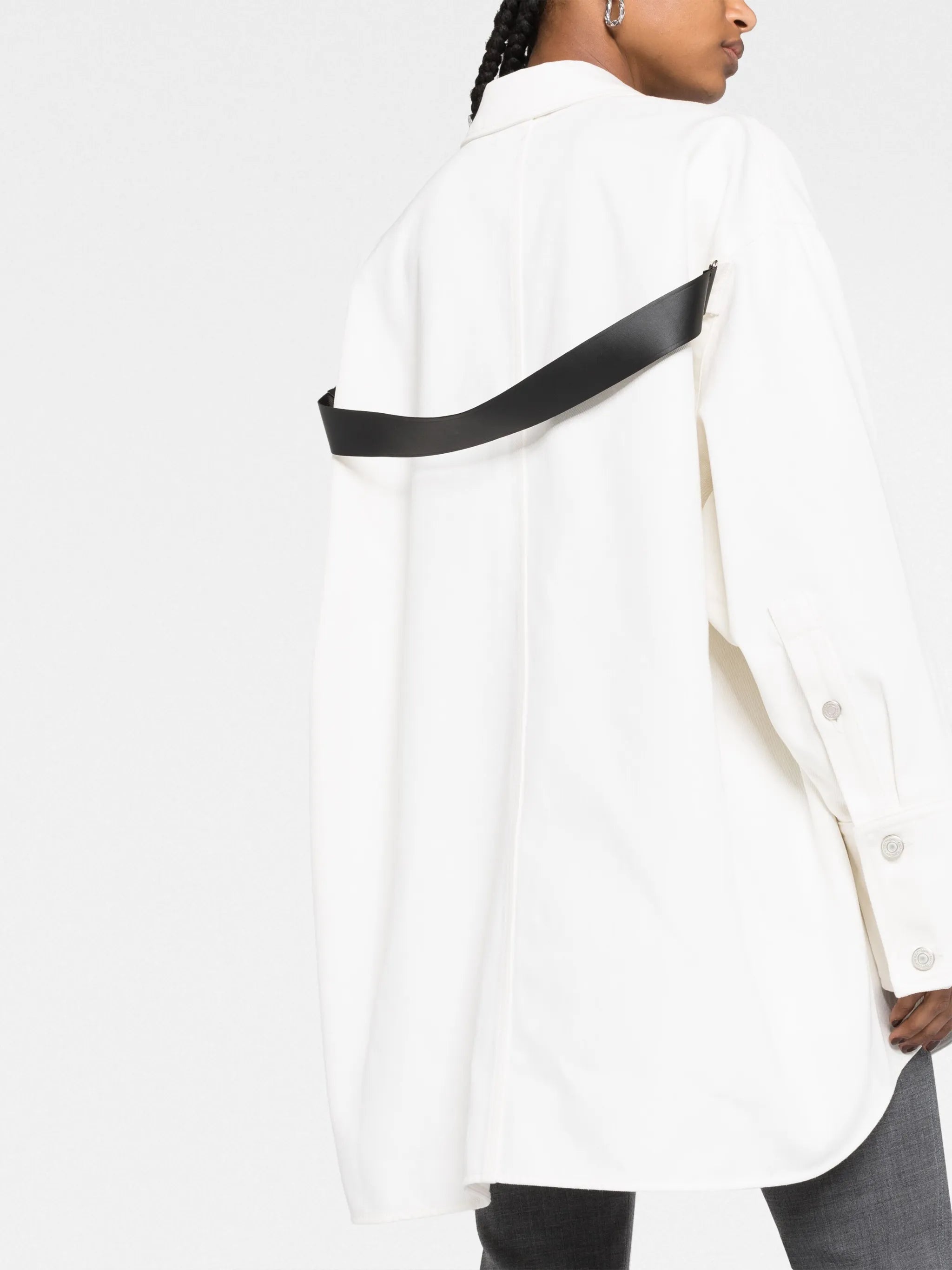strap-detail button-up shirt