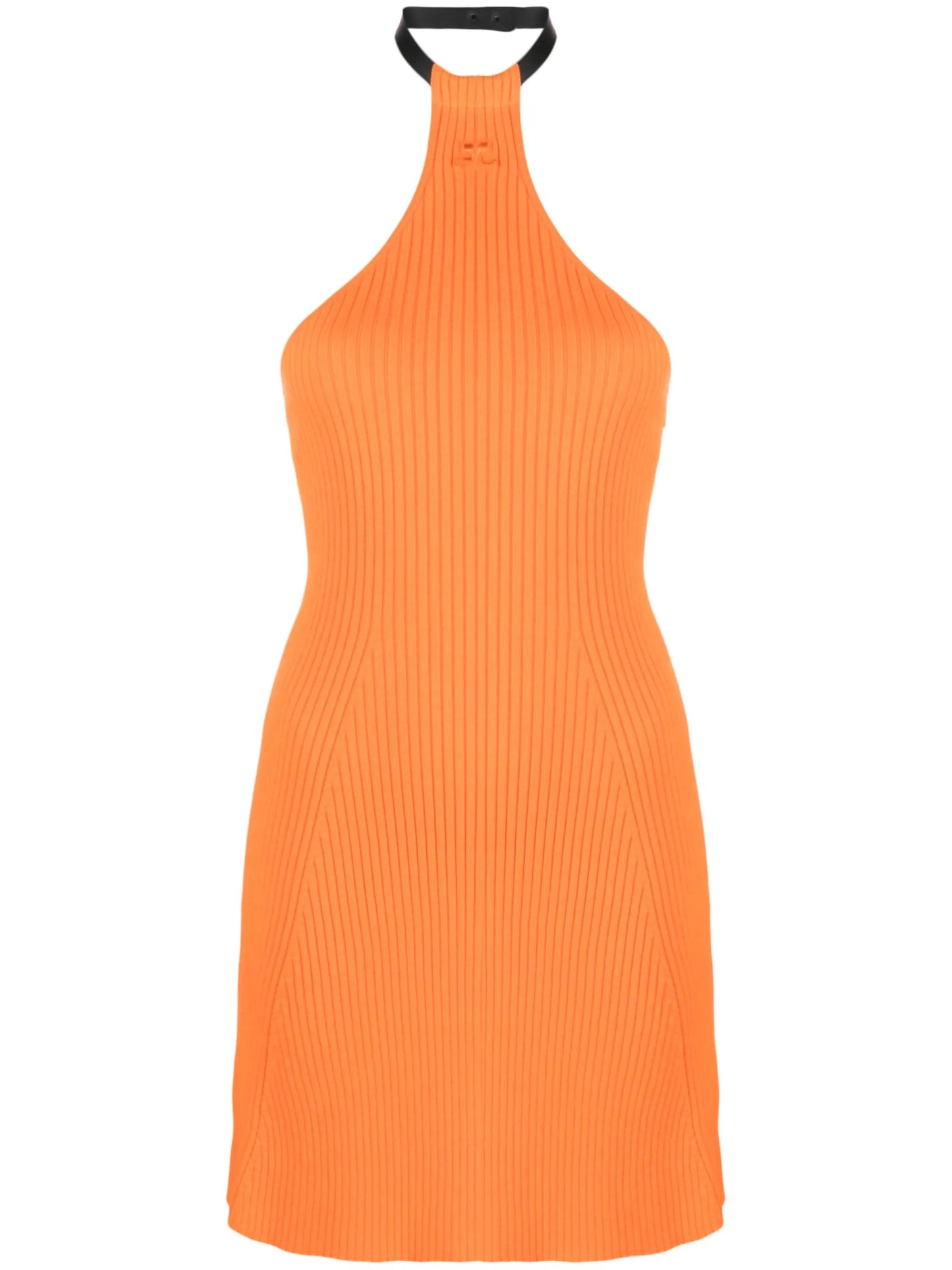 halterneck ribbed-knit mini dress