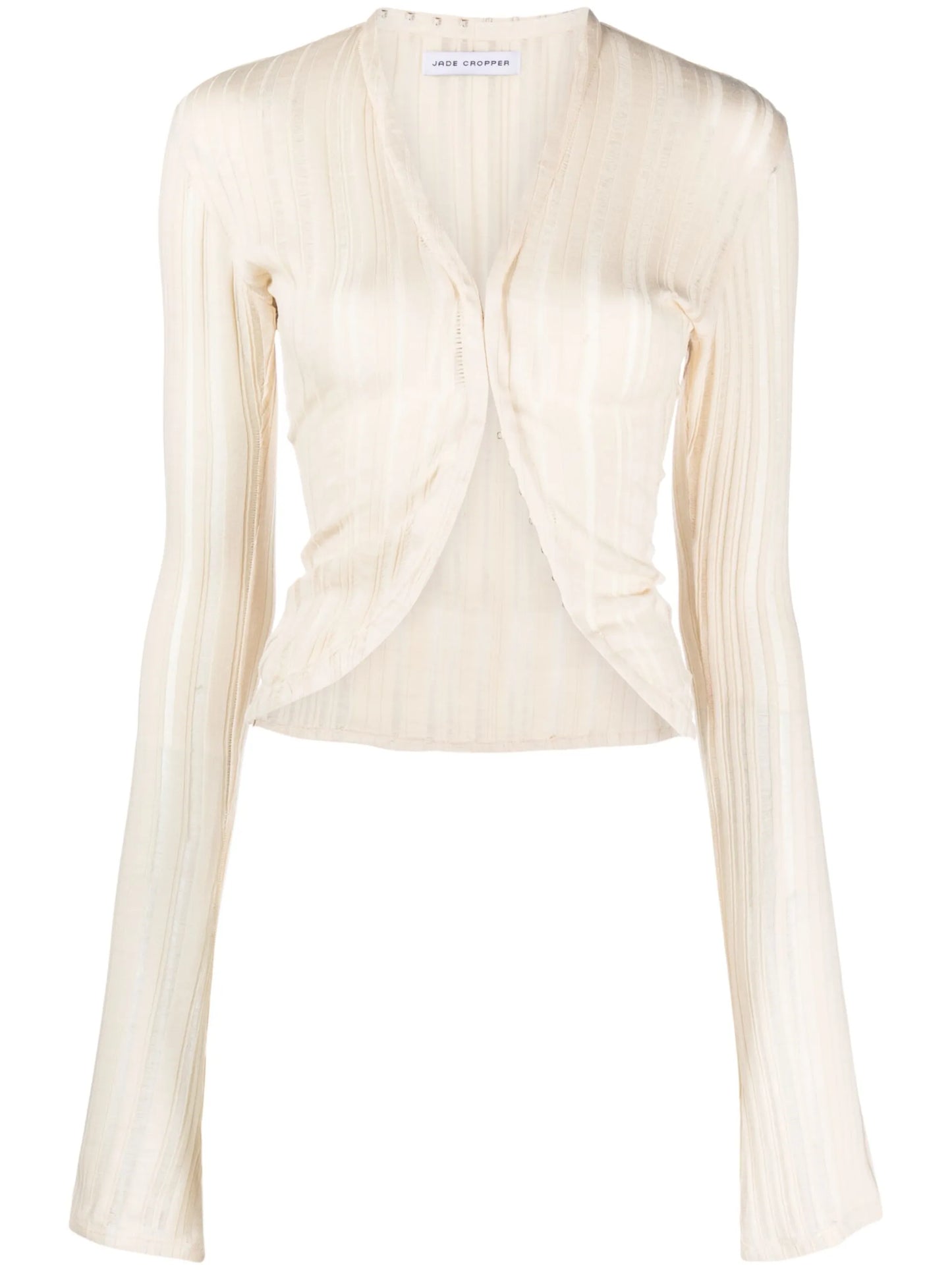 curved-hem ribbed cardigan