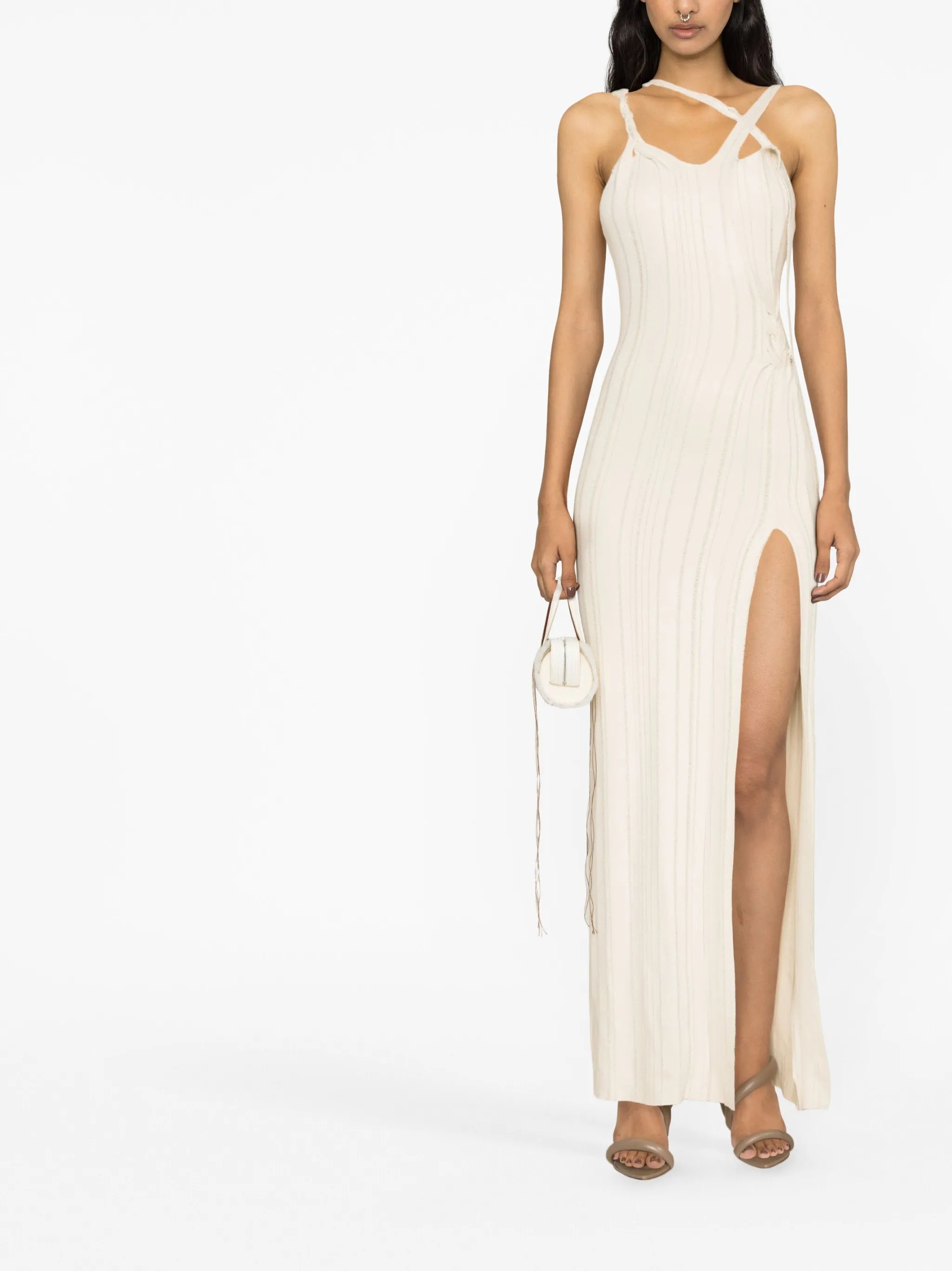 asymmetric knitted maxi dress