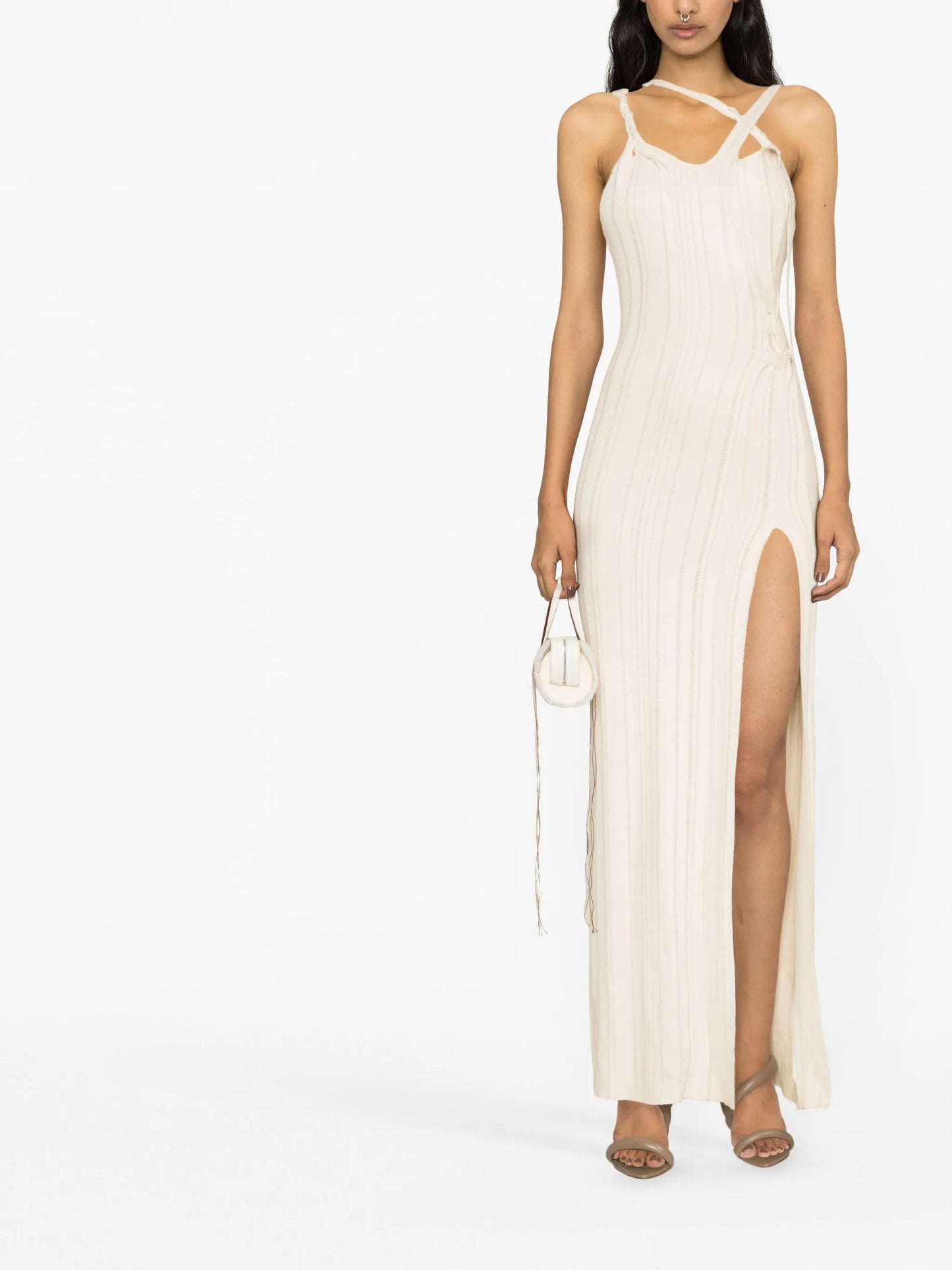 asymmetric knitted maxi dress