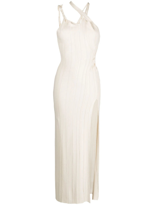 asymmetric knitted maxi dress