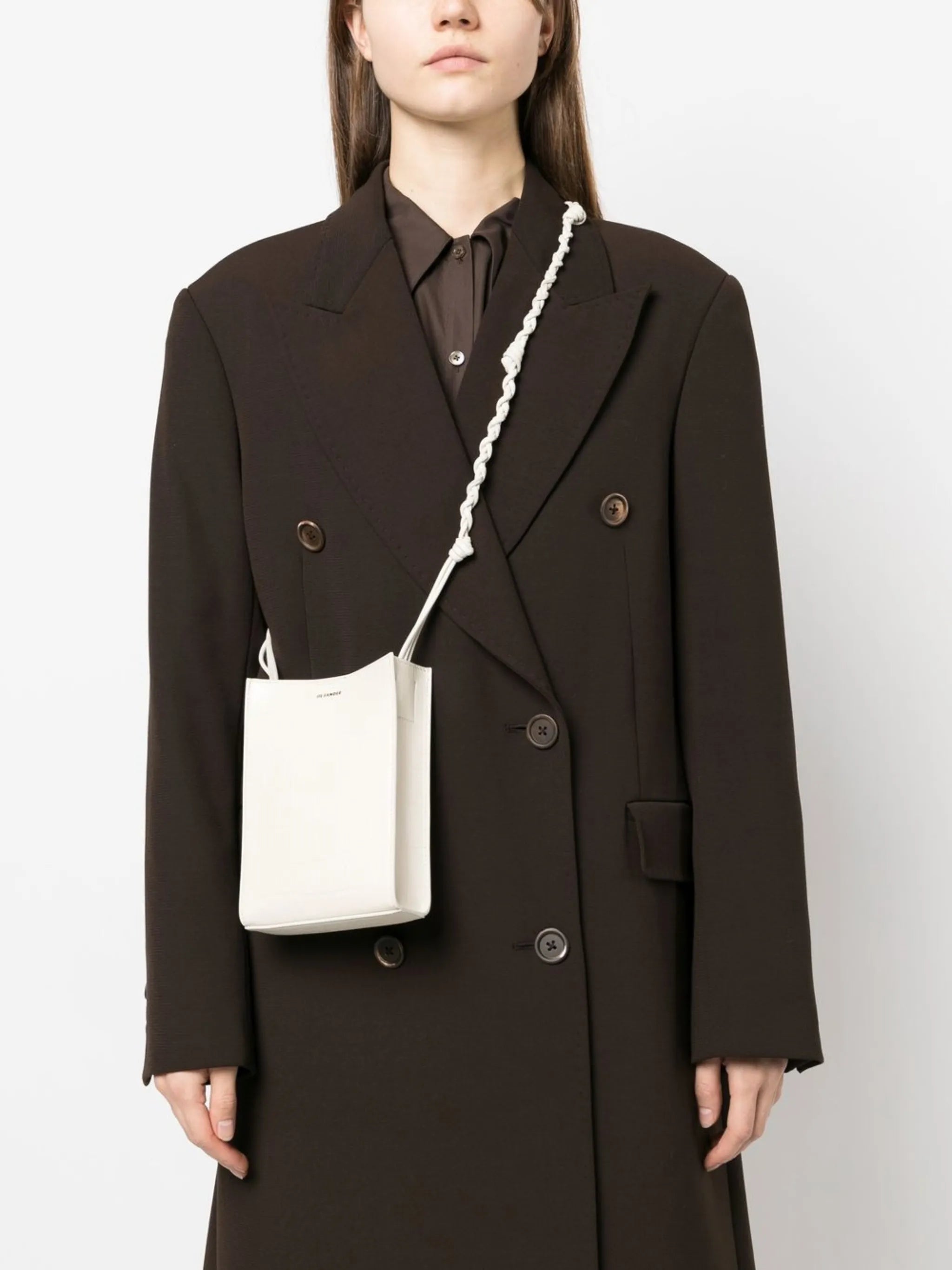 crocodile-effect leather satchel bag