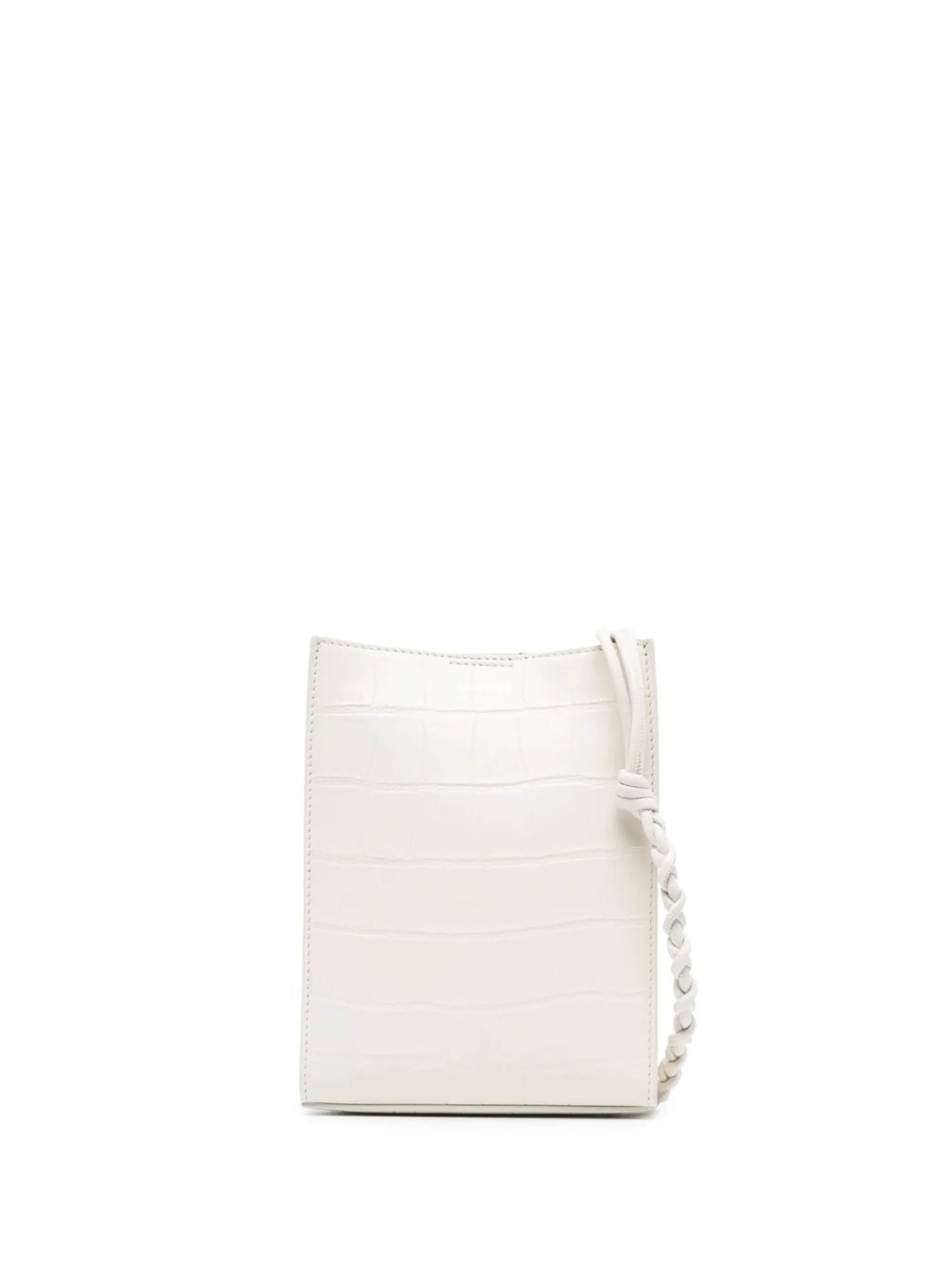 crocodile-effect leather satchel bag