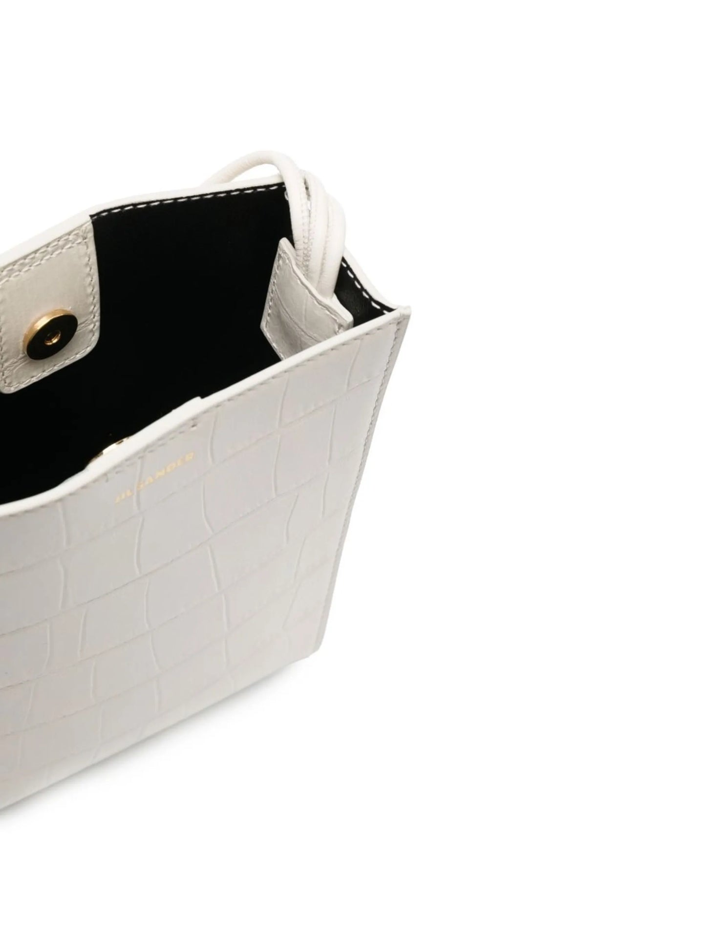 crocodile-effect leather satchel bag