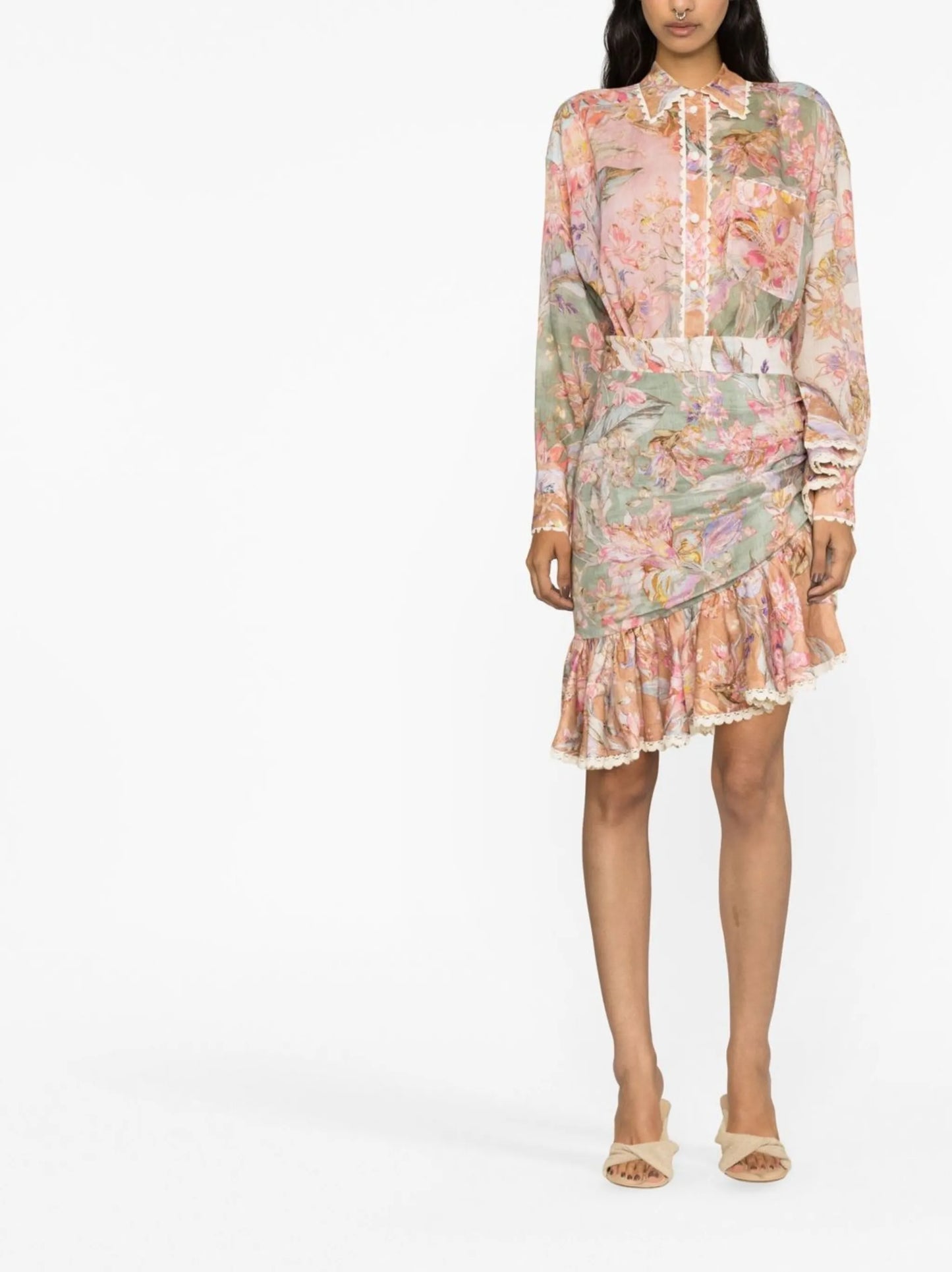 floral-print long-sleeved shirt