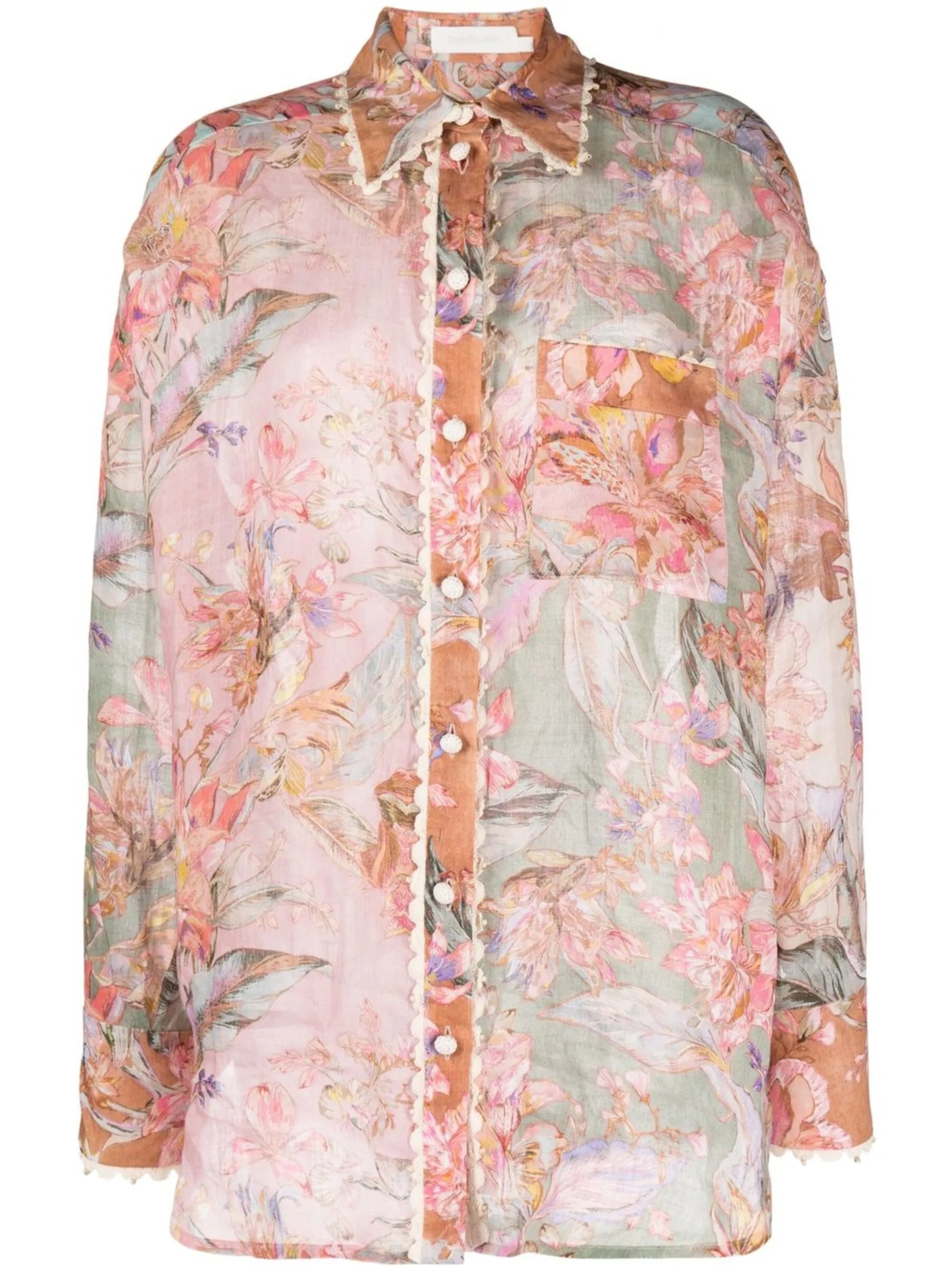 floral-print long-sleeved shirt