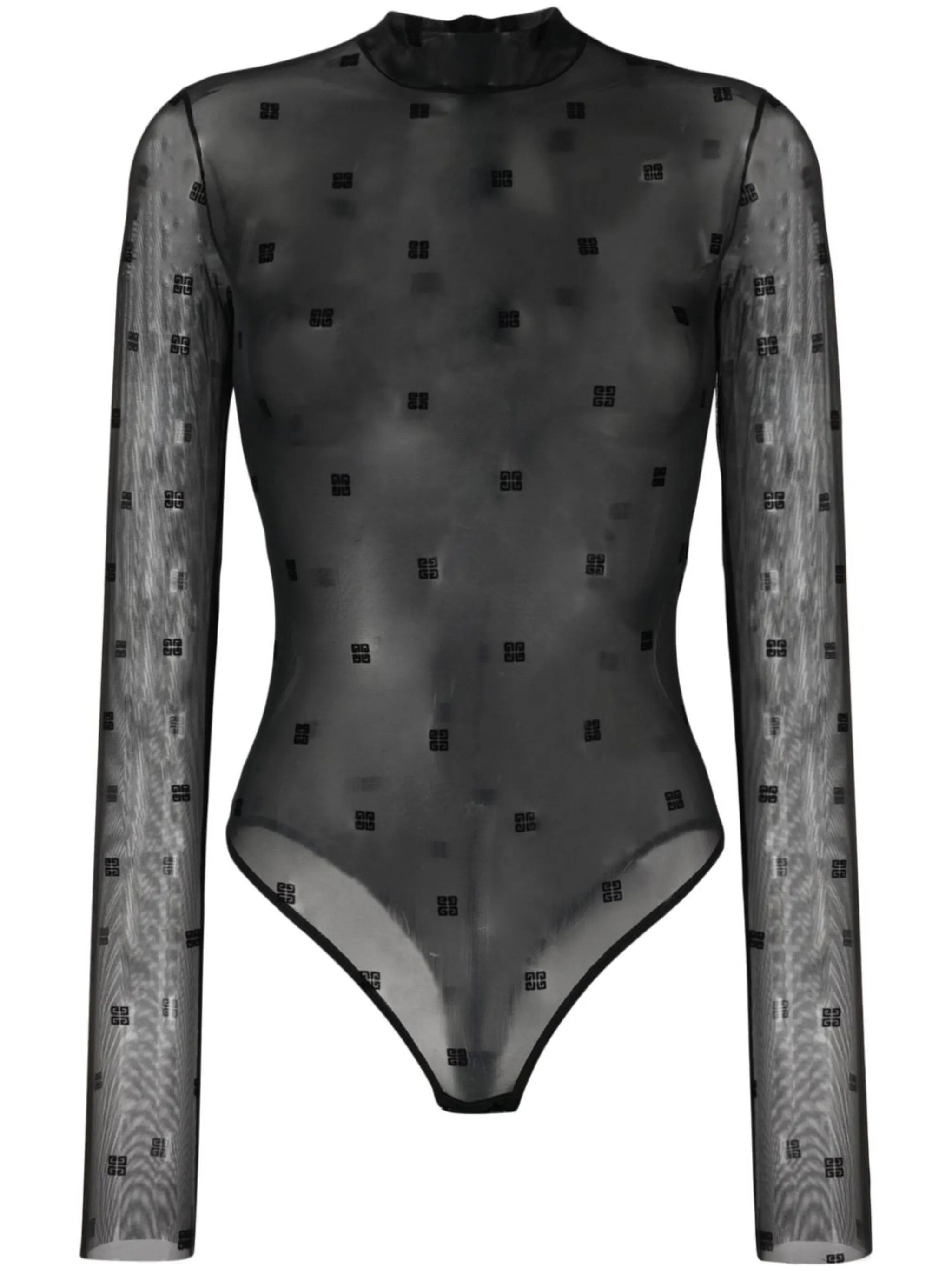 logo-print mesh bodysuit