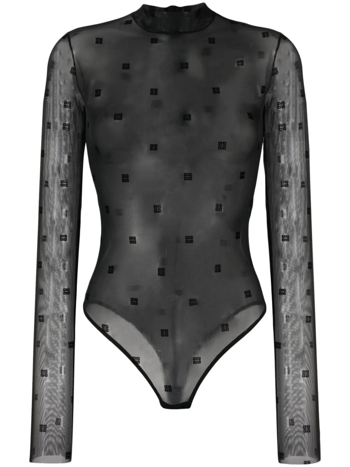 logo-print mesh bodysuit