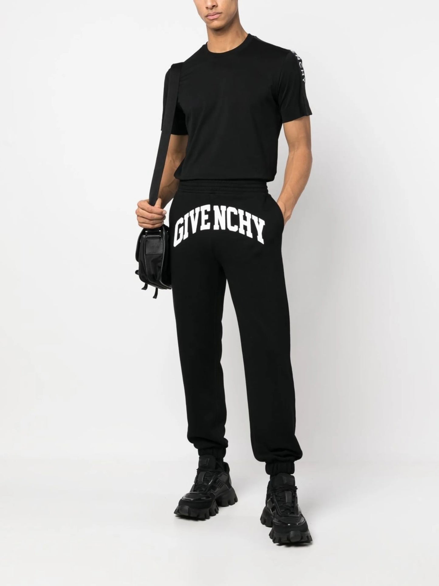 logo print cotton track pants