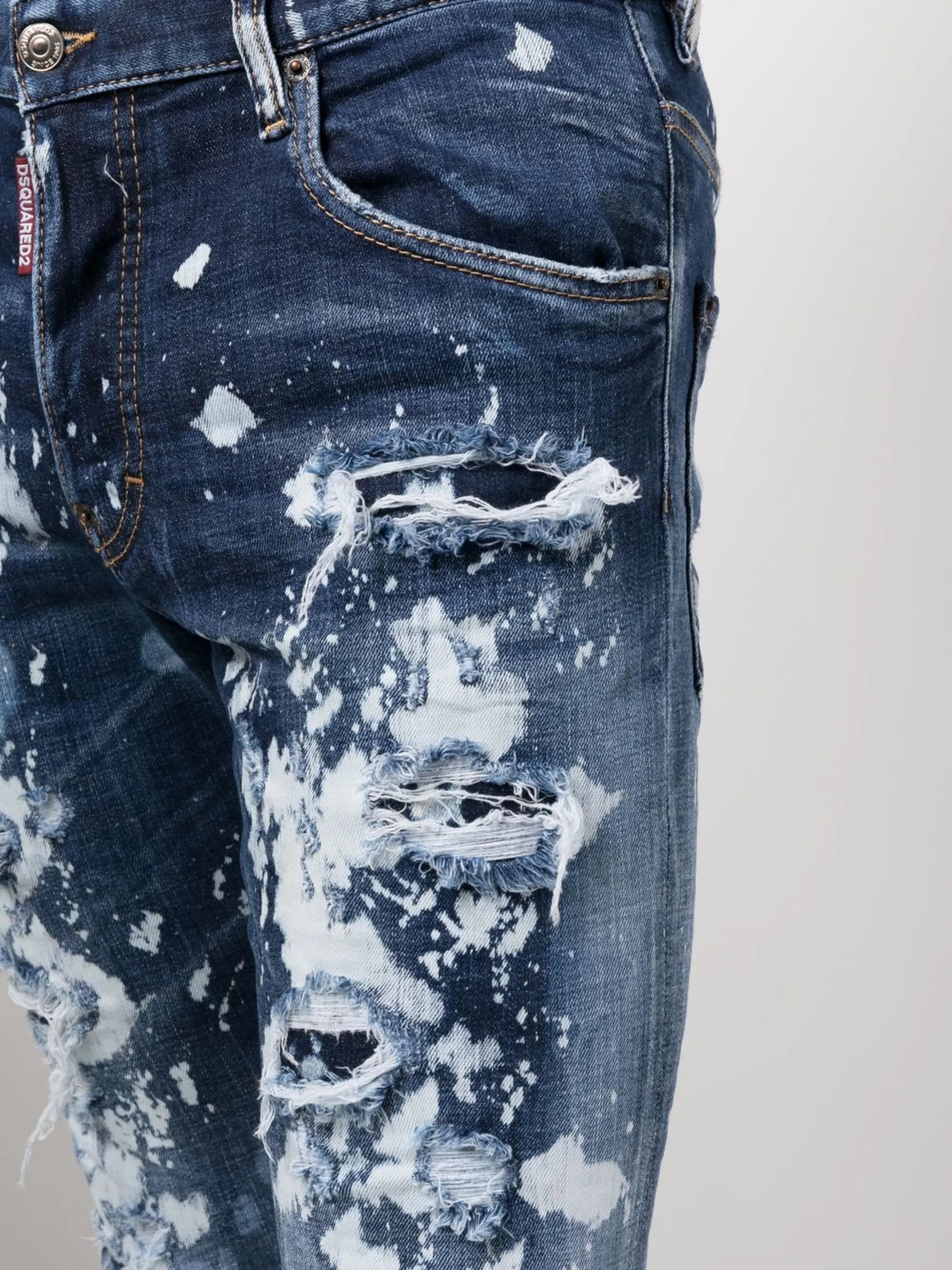 paint splattered distressed jeans