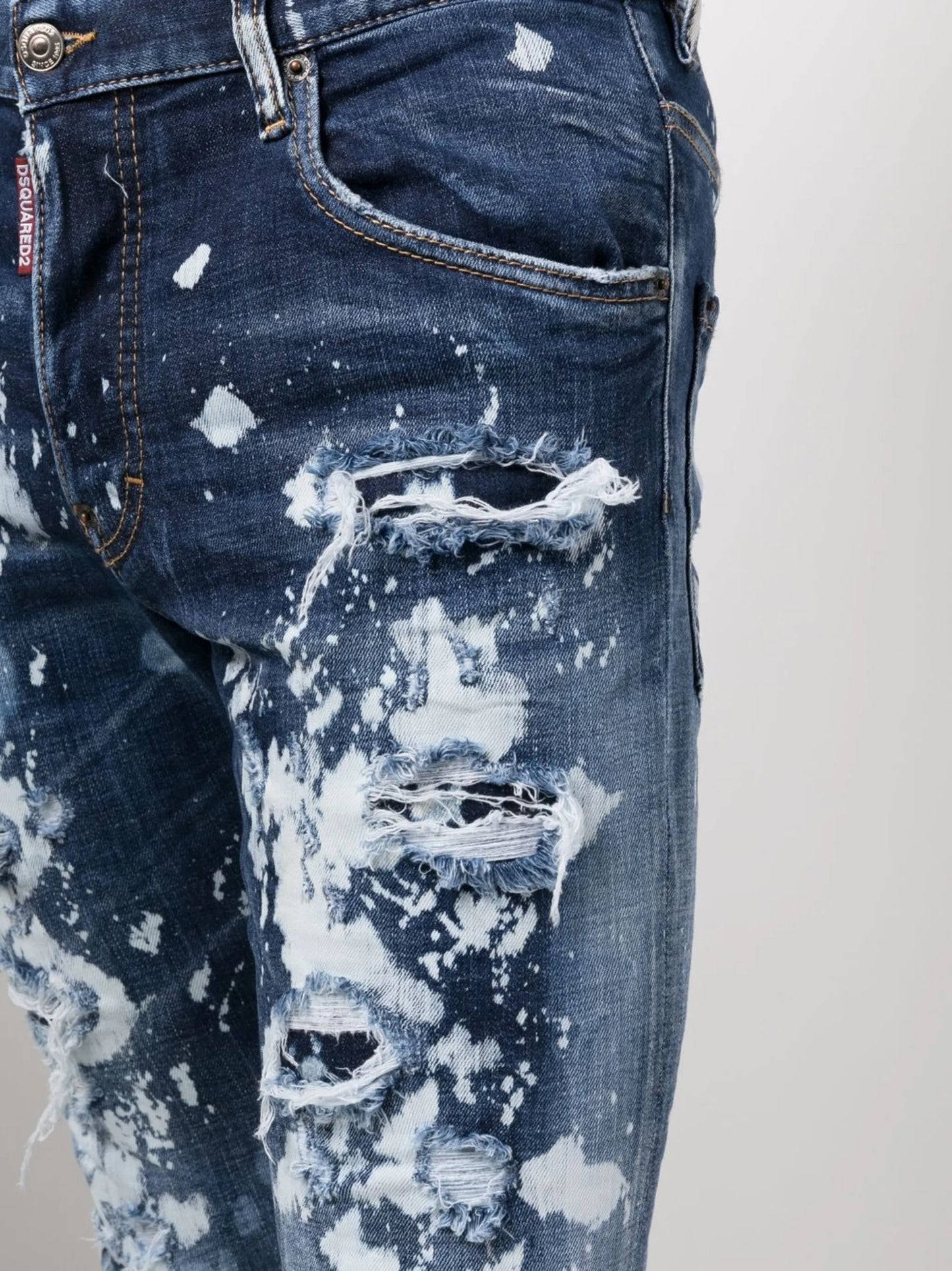 paint splattered distressed jeans