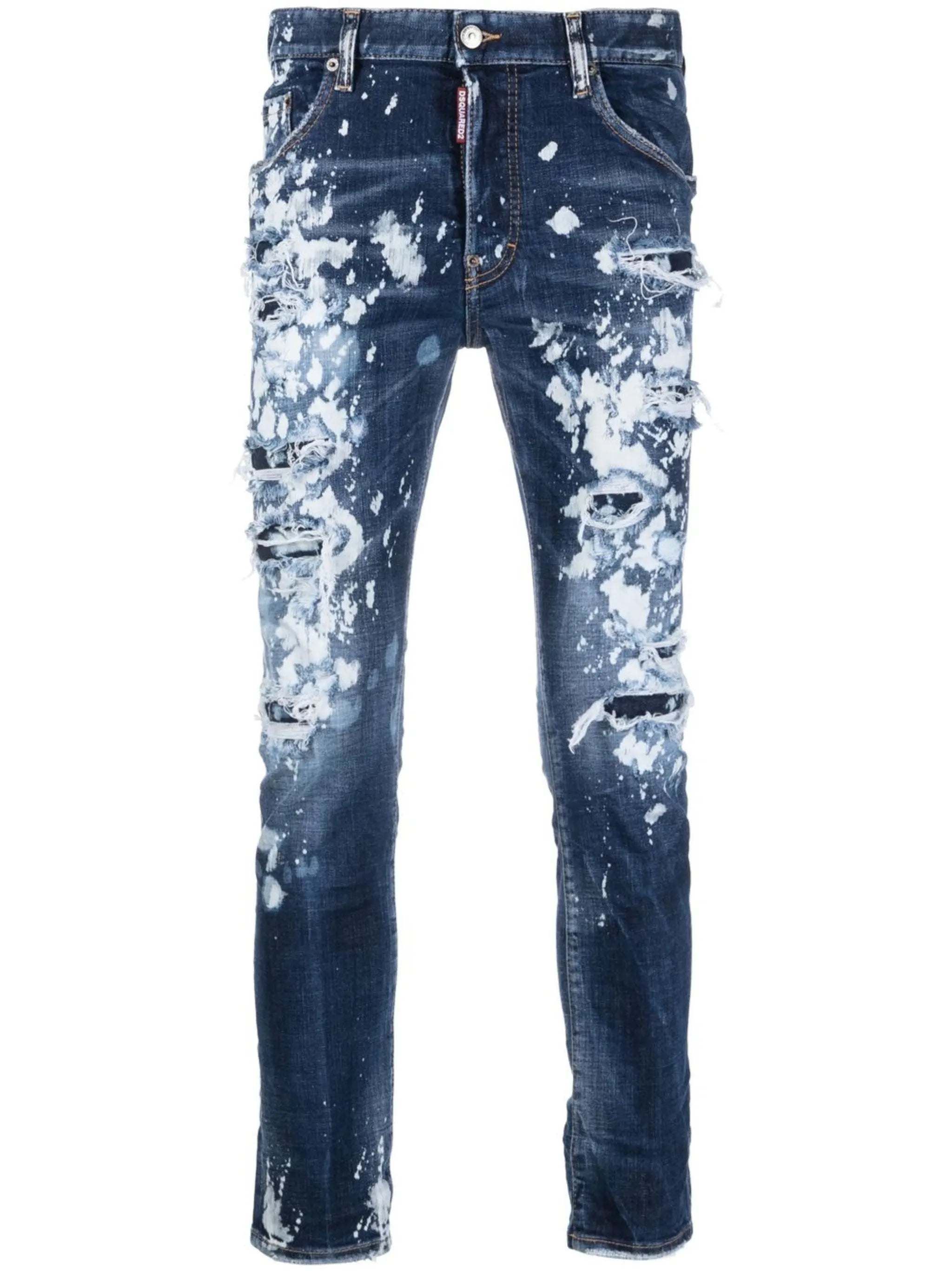 paint splattered distressed jeans
