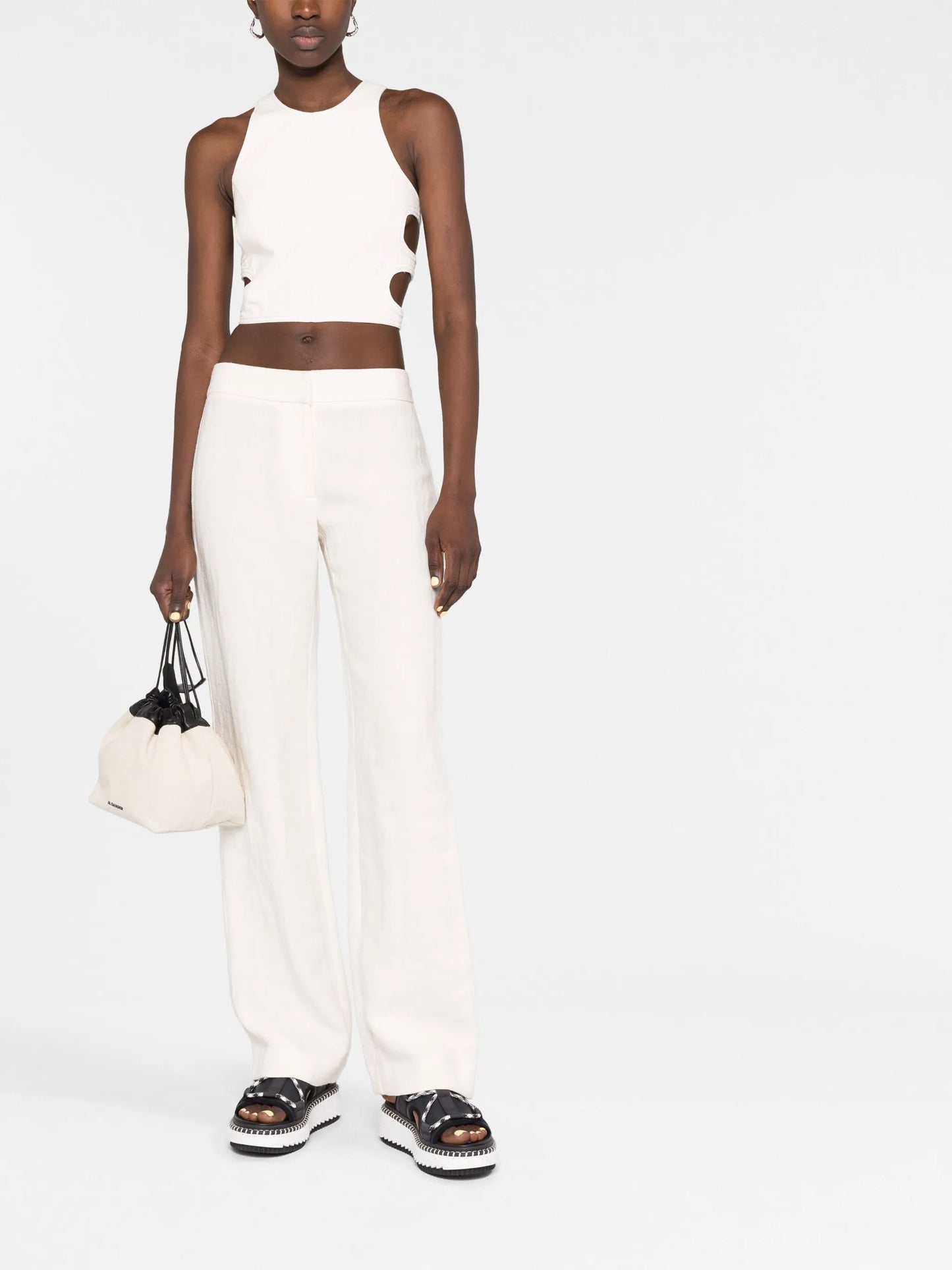 cut-out sleeveless cropped top