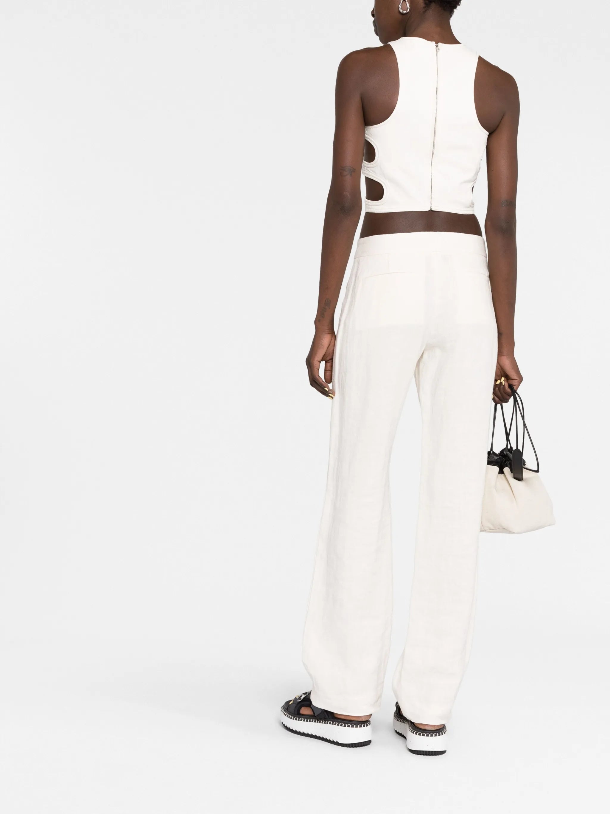 cut-out sleeveless cropped top