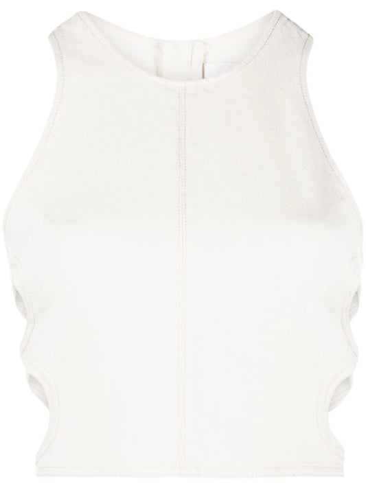 cut-out sleeveless cropped top