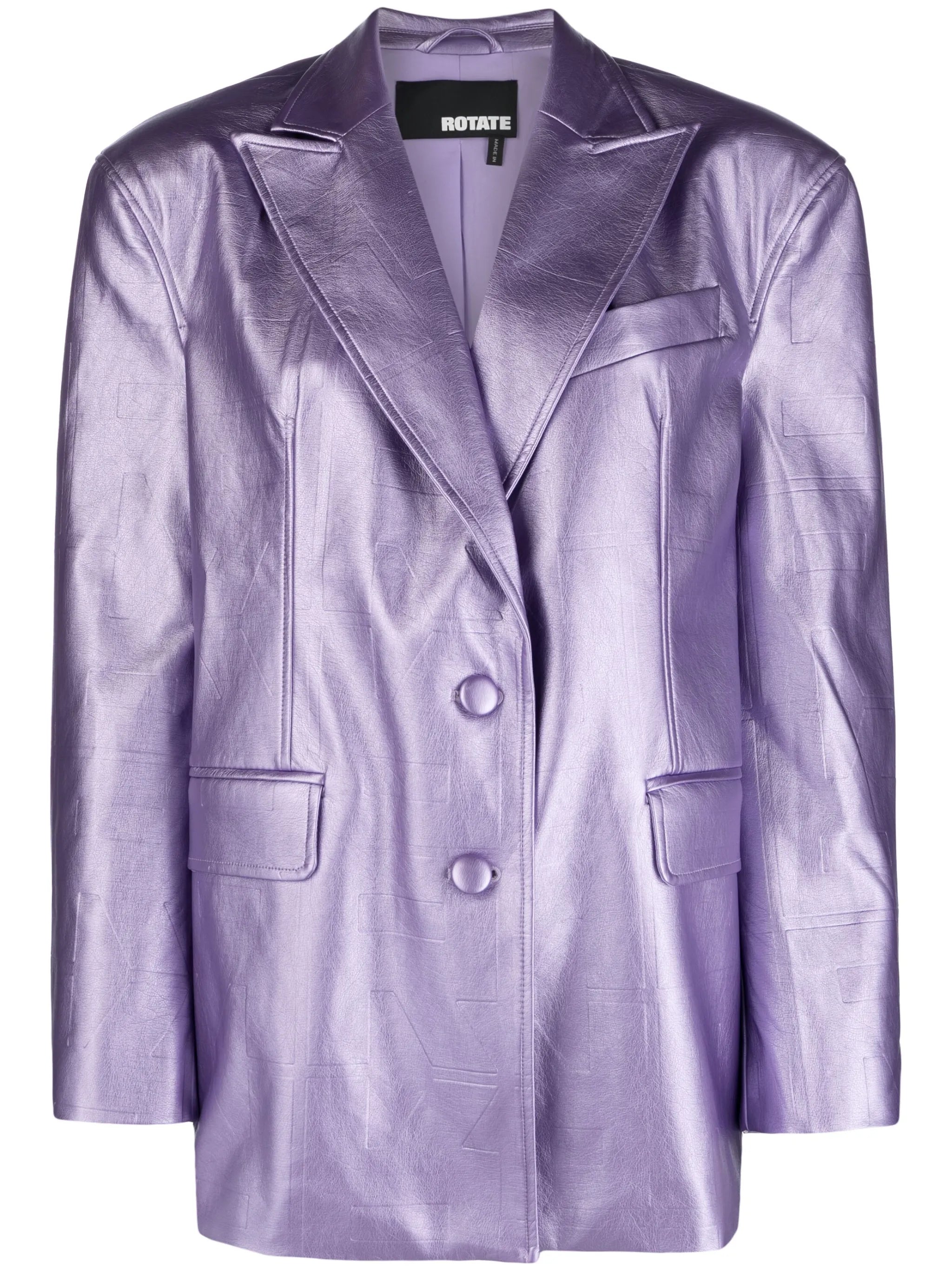 logo-embossed metallic-effect blazer