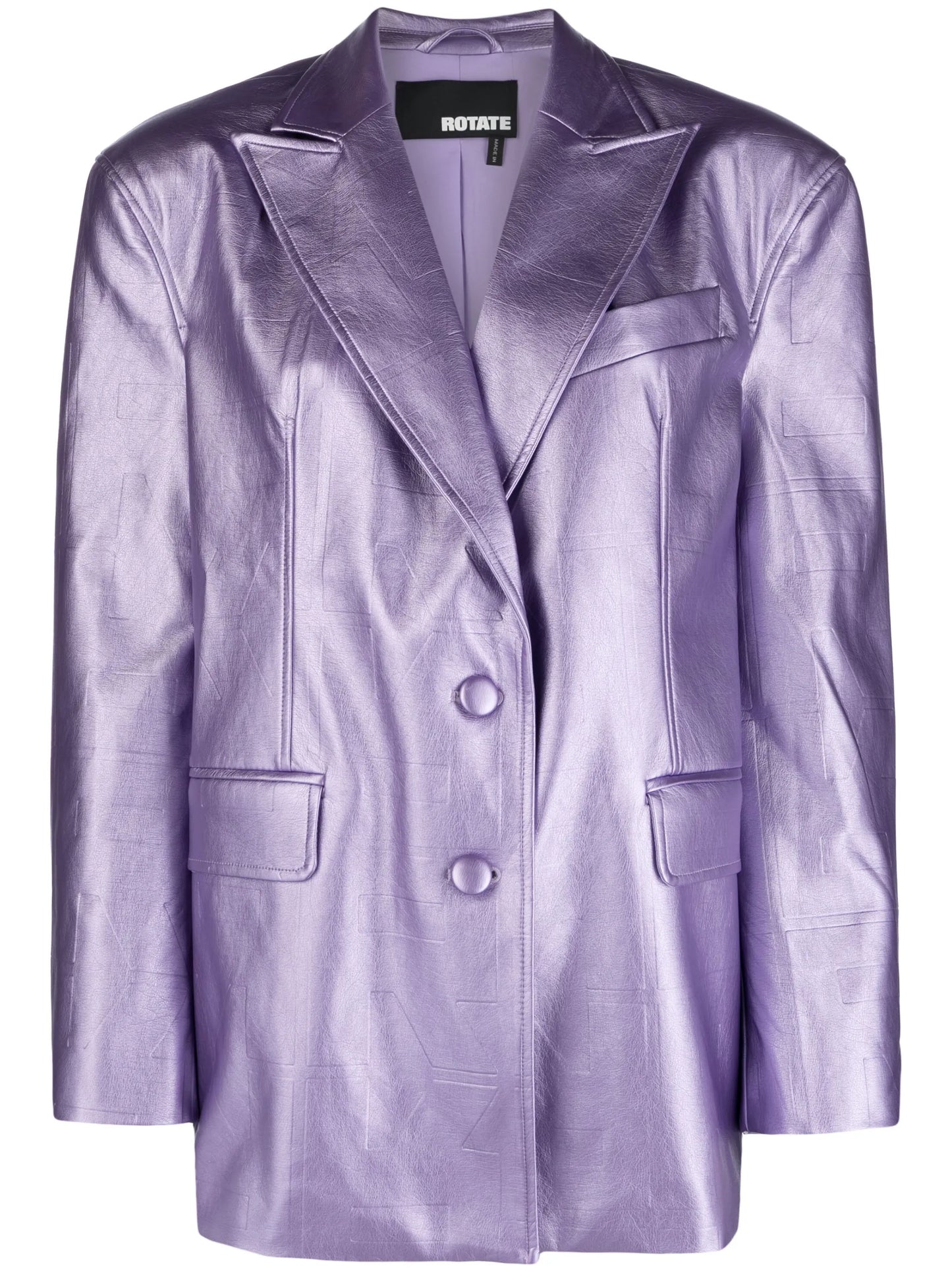 logo-embossed metallic-effect blazer